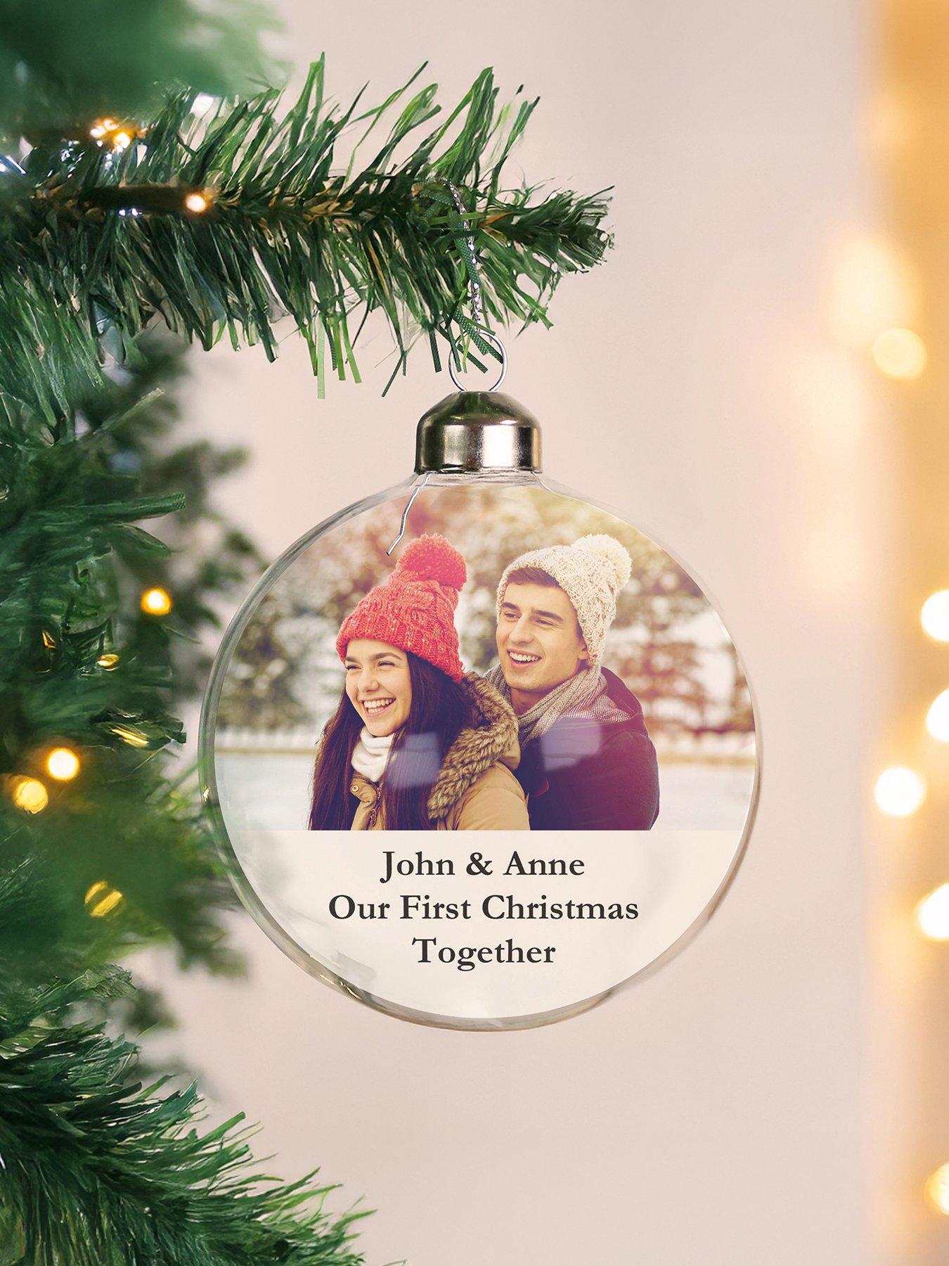 Image 2 of 3 of The Personalised Memento Company Personalised Message Photo Upload Glass Bauble