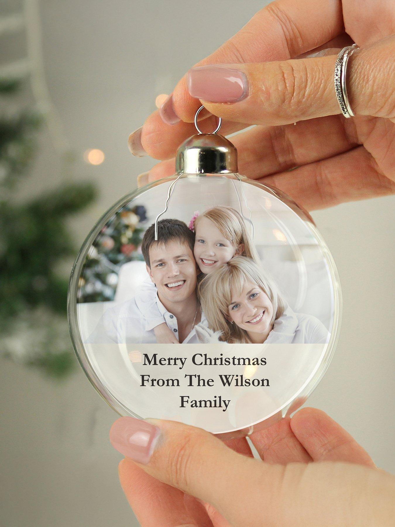 Image 3 of 3 of The Personalised Memento Company Personalised Message Photo Upload Glass Bauble