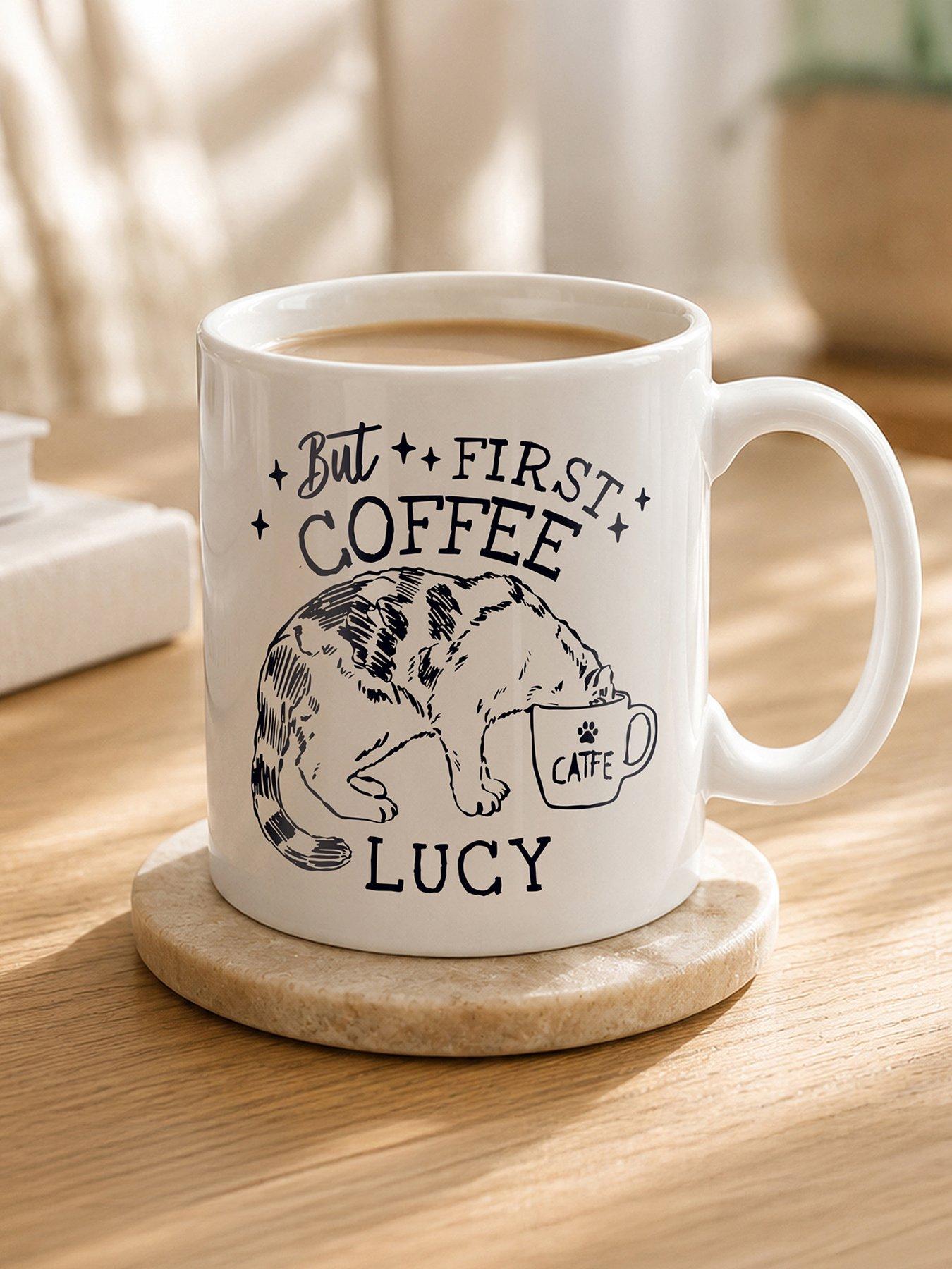 Image 1 of 3 of The Personalised Memento Company Personalised Coffee Cat Mug