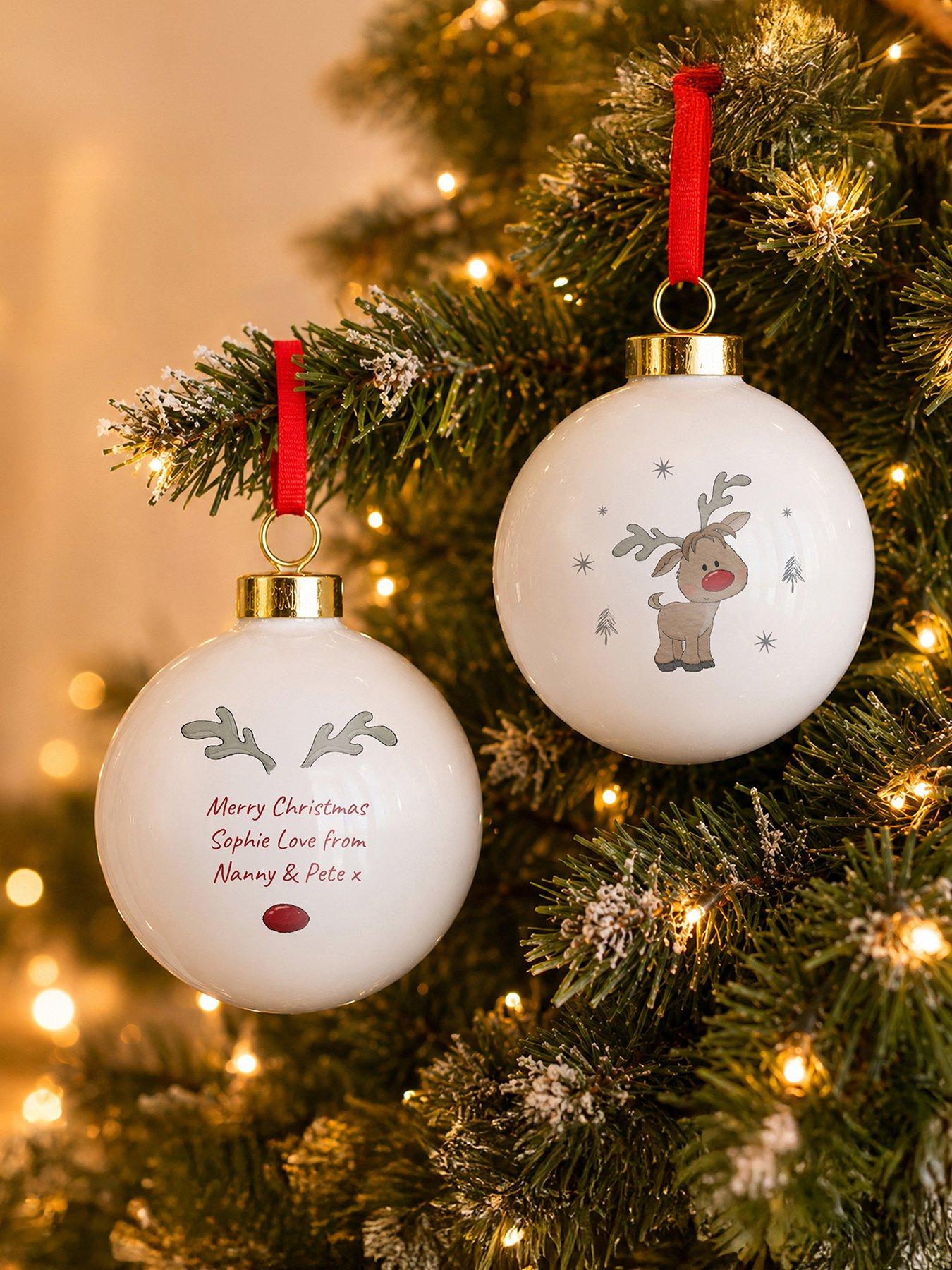 Image 1 of 3 of The Personalised Memento Company Personalised Little Reindeer Bauble