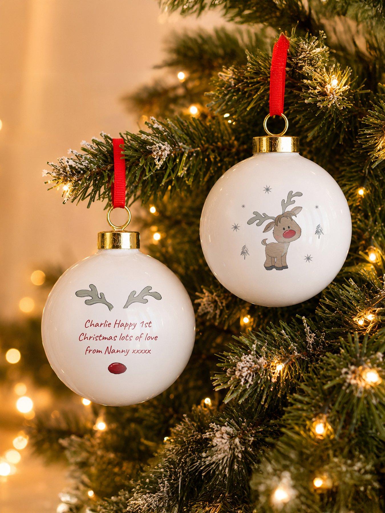 Image 2 of 3 of The Personalised Memento Company Personalised Little Reindeer Bauble