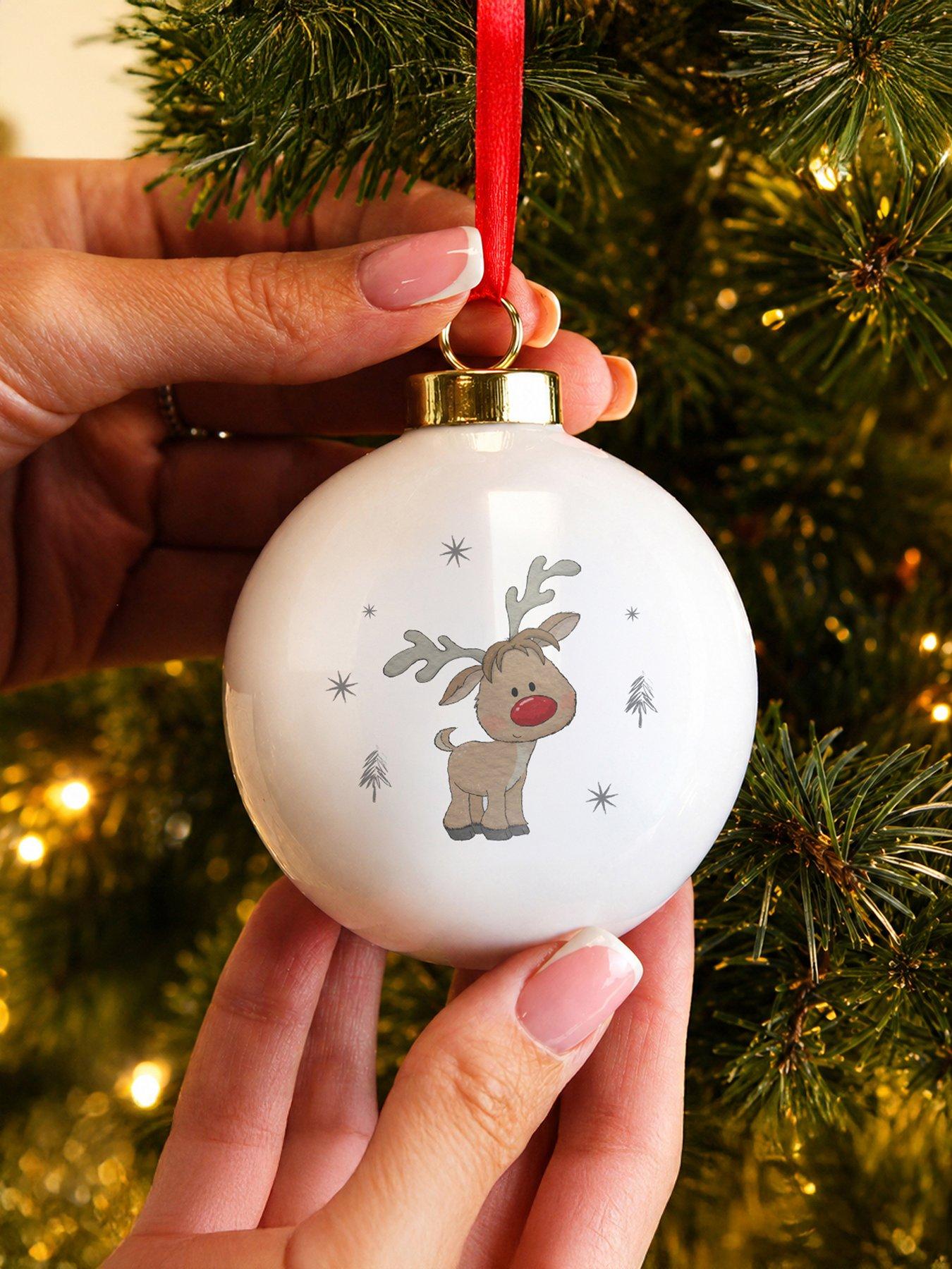 Image 3 of 3 of The Personalised Memento Company Personalised Little Reindeer Bauble