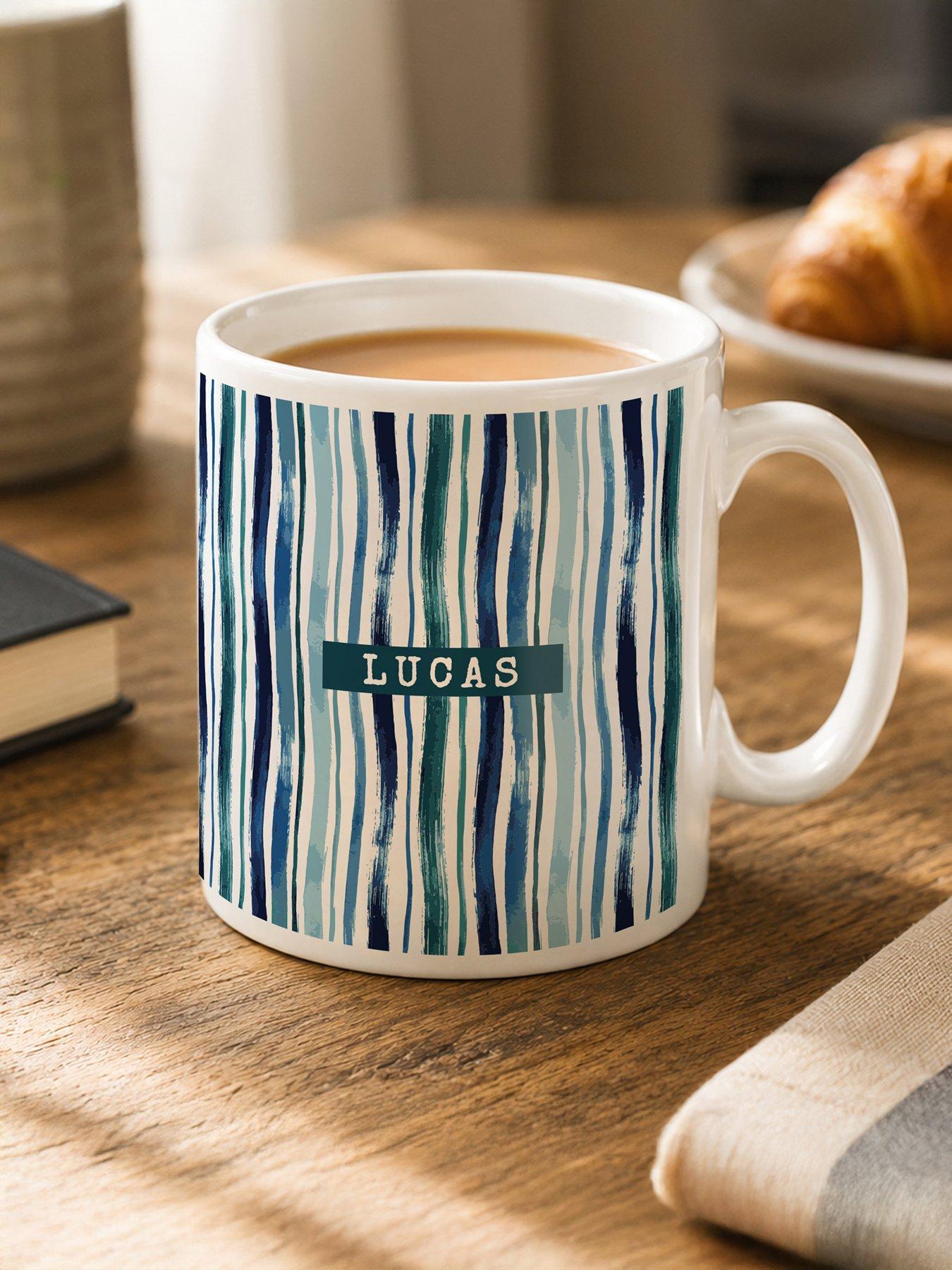 Image 2 of 3 of The Personalised Memento Company Personalised Blue Stripe Mug