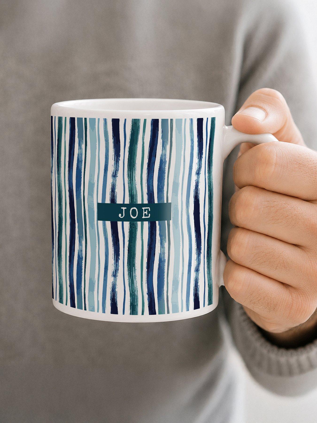 Image 3 of 3 of The Personalised Memento Company Personalised Blue Stripe Mug