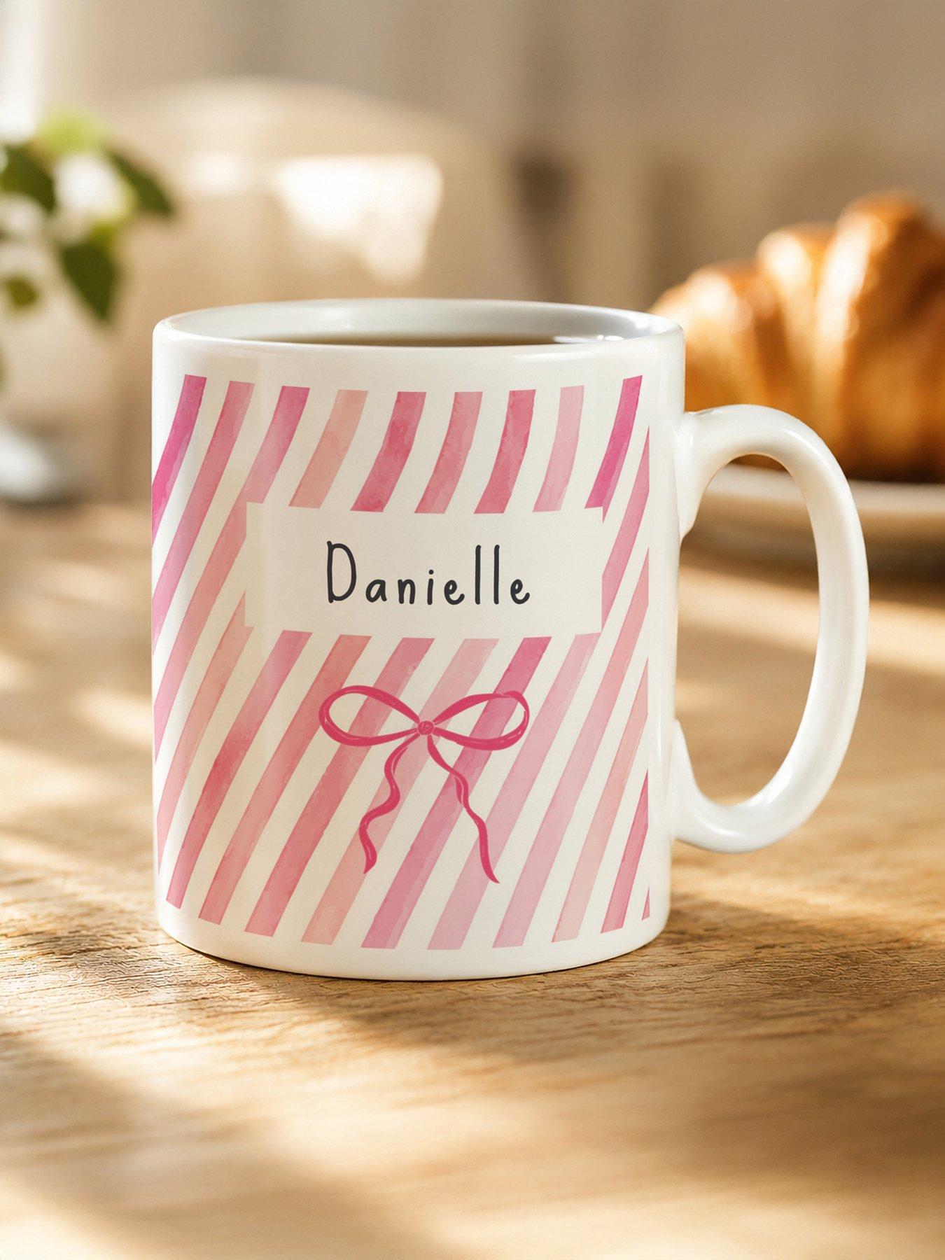 Image 2 of 3 of The Personalised Memento Company Personalised Striped Bow Mug
