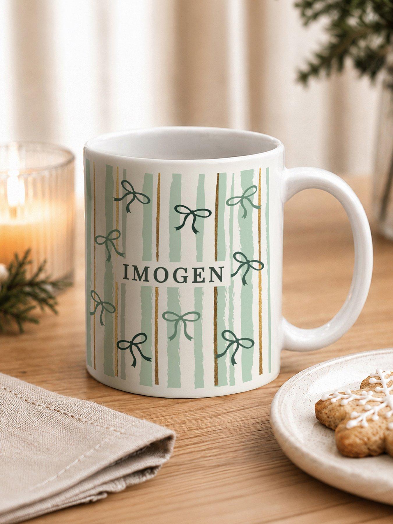 Image 1 of 3 of The Personalised Memento Company Personalised Striped Mug with Bow