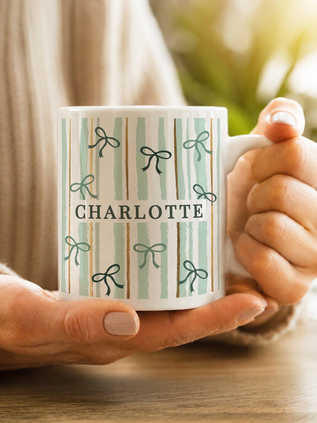 Image 2 of 3 of The Personalised Memento Company Personalised Striped Mug with Bow