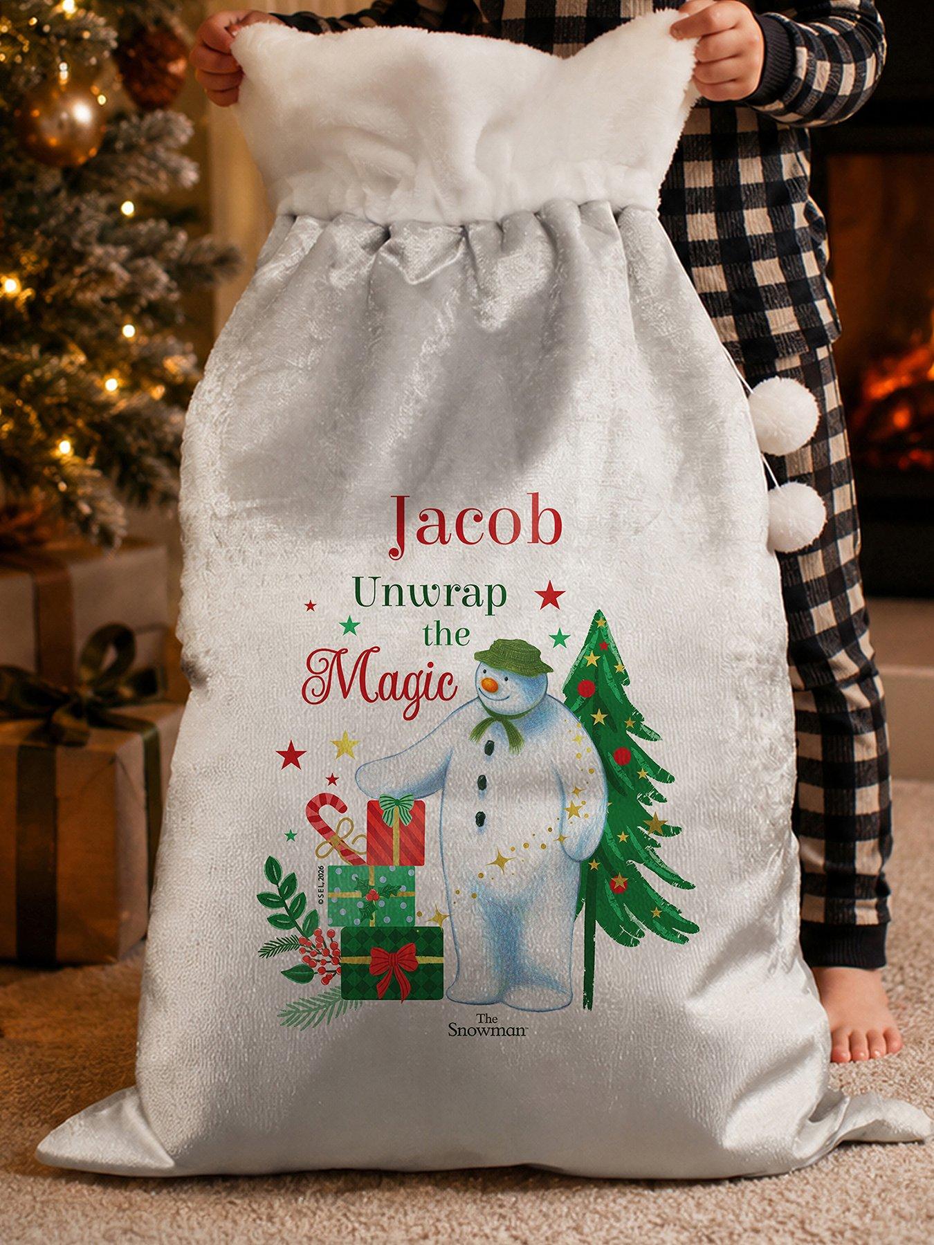 Image 1 of 3 of The Personalised Memento Company Personalised The Snowman Christmas Wishes Sack