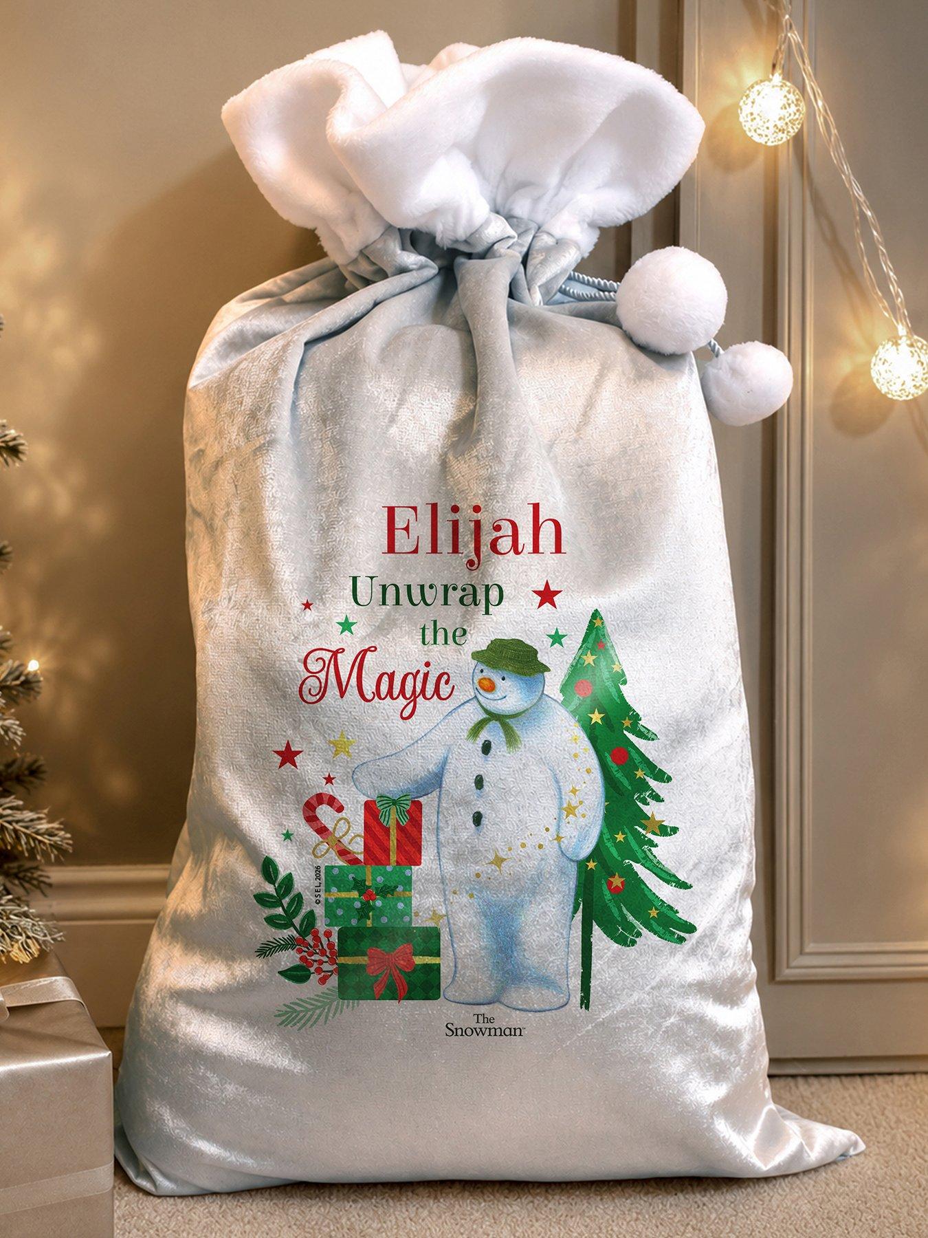 Image 2 of 3 of The Personalised Memento Company Personalised The Snowman Christmas Wishes Sack