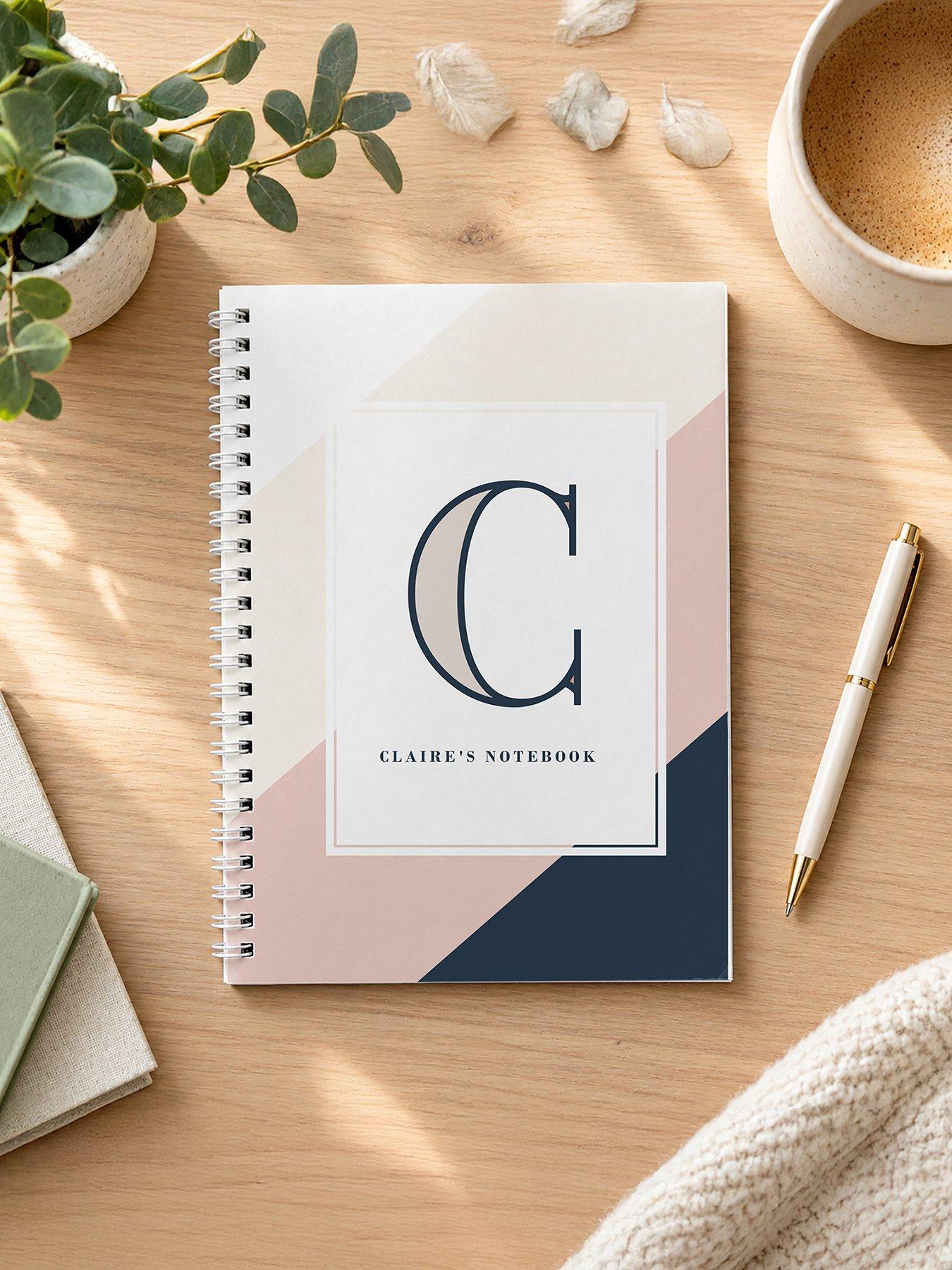 Image 1 of 3 of The Personalised Memento Company Personalised Free Text Navy & Blush A5 Notebook