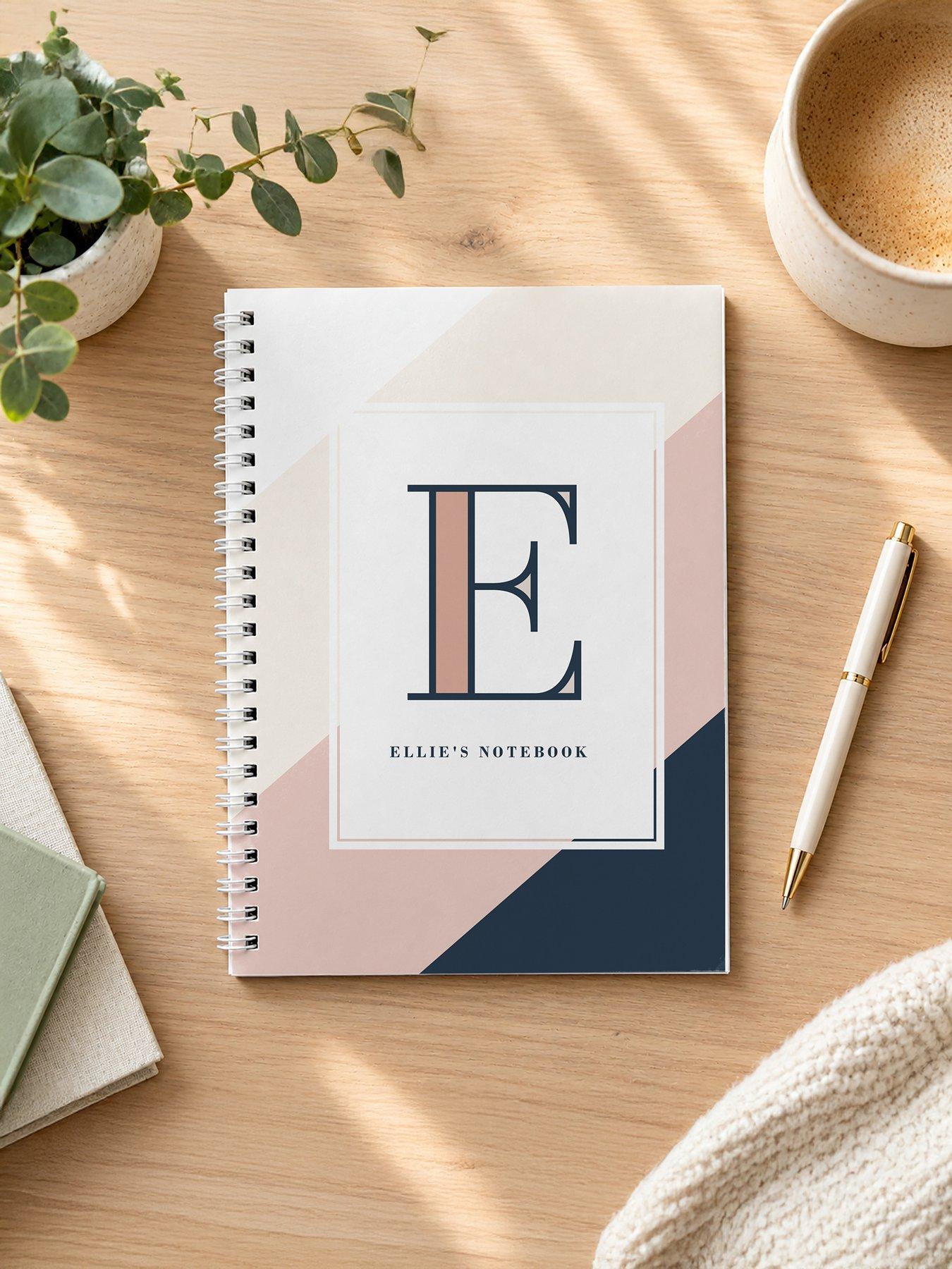 Image 2 of 3 of The Personalised Memento Company Personalised Free Text Navy & Blush A5 Notebook