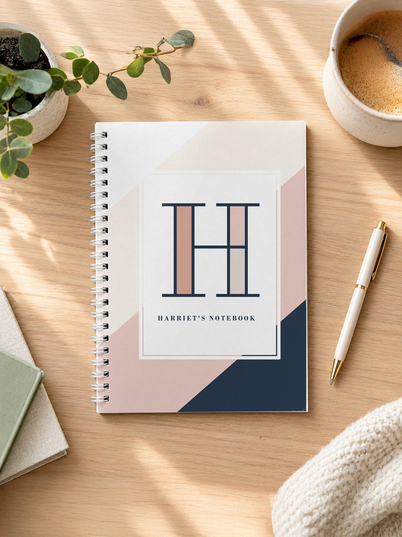 Image 3 of 3 of The Personalised Memento Company Personalised Free Text Navy & Blush A5 Notebook