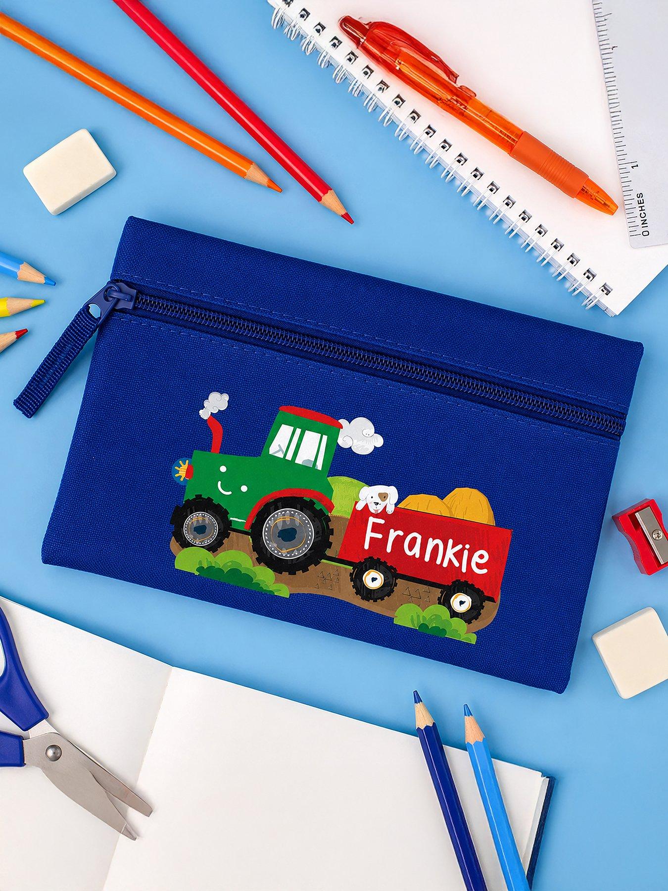 Image 3 of 4 of The Personalised Memento Company Personalised Tractor Blue Pencil Case