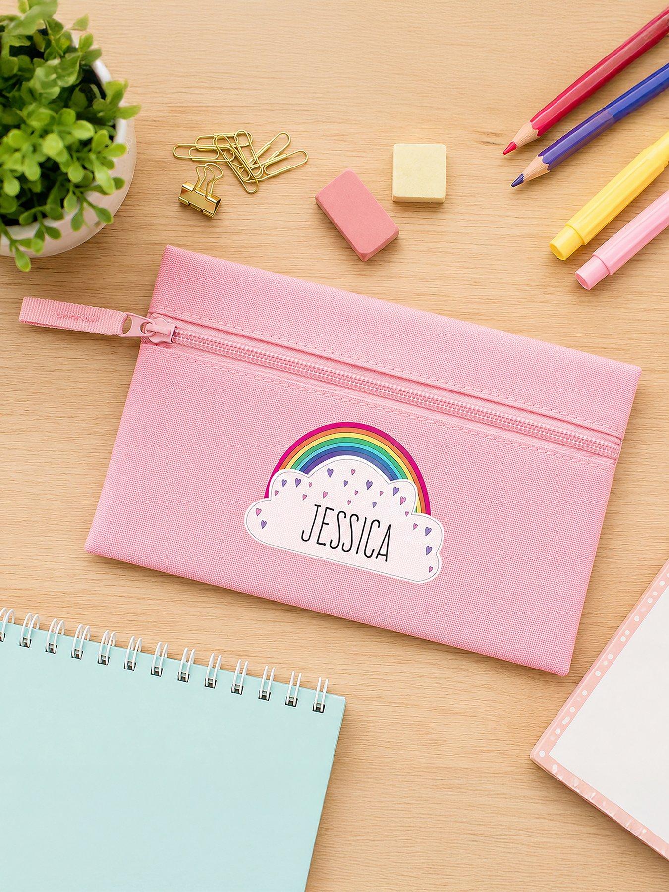 Image 2 of 3 of The Personalised Memento Company Personalised Rainbow Pink Pencil Case
