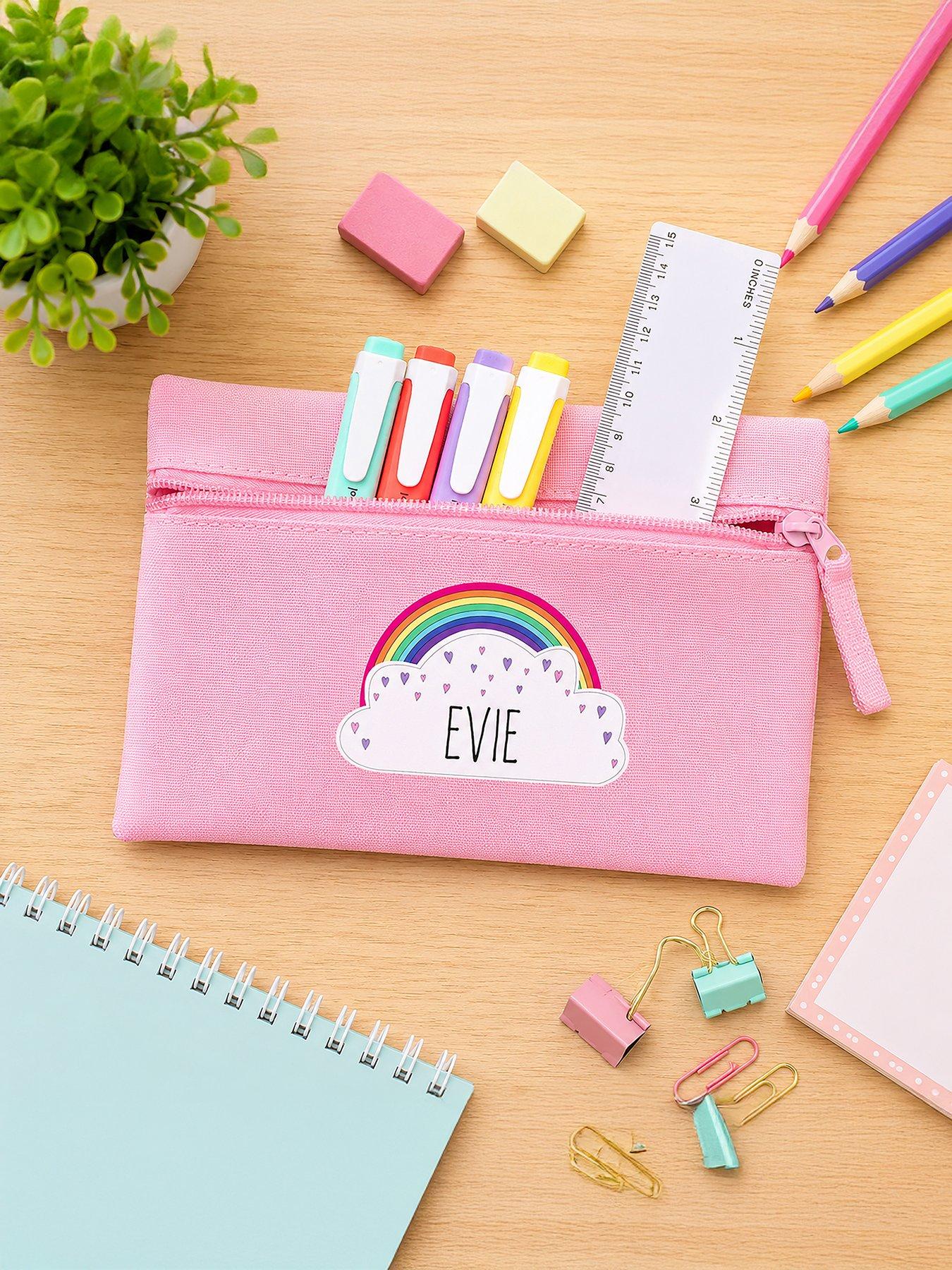 Image 3 of 3 of The Personalised Memento Company Personalised Rainbow Pink Pencil Case