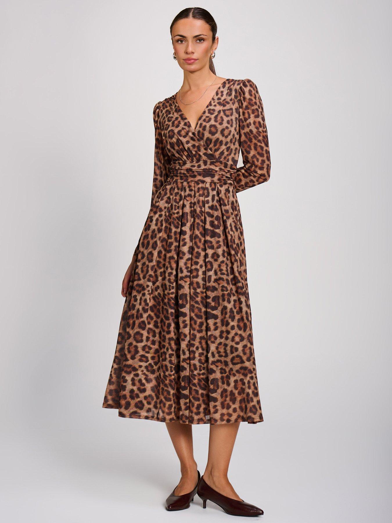 Image 1 of 7 of Jolie Moi Womens Wrap V-Neck Pleated Maxi Dress - Brown