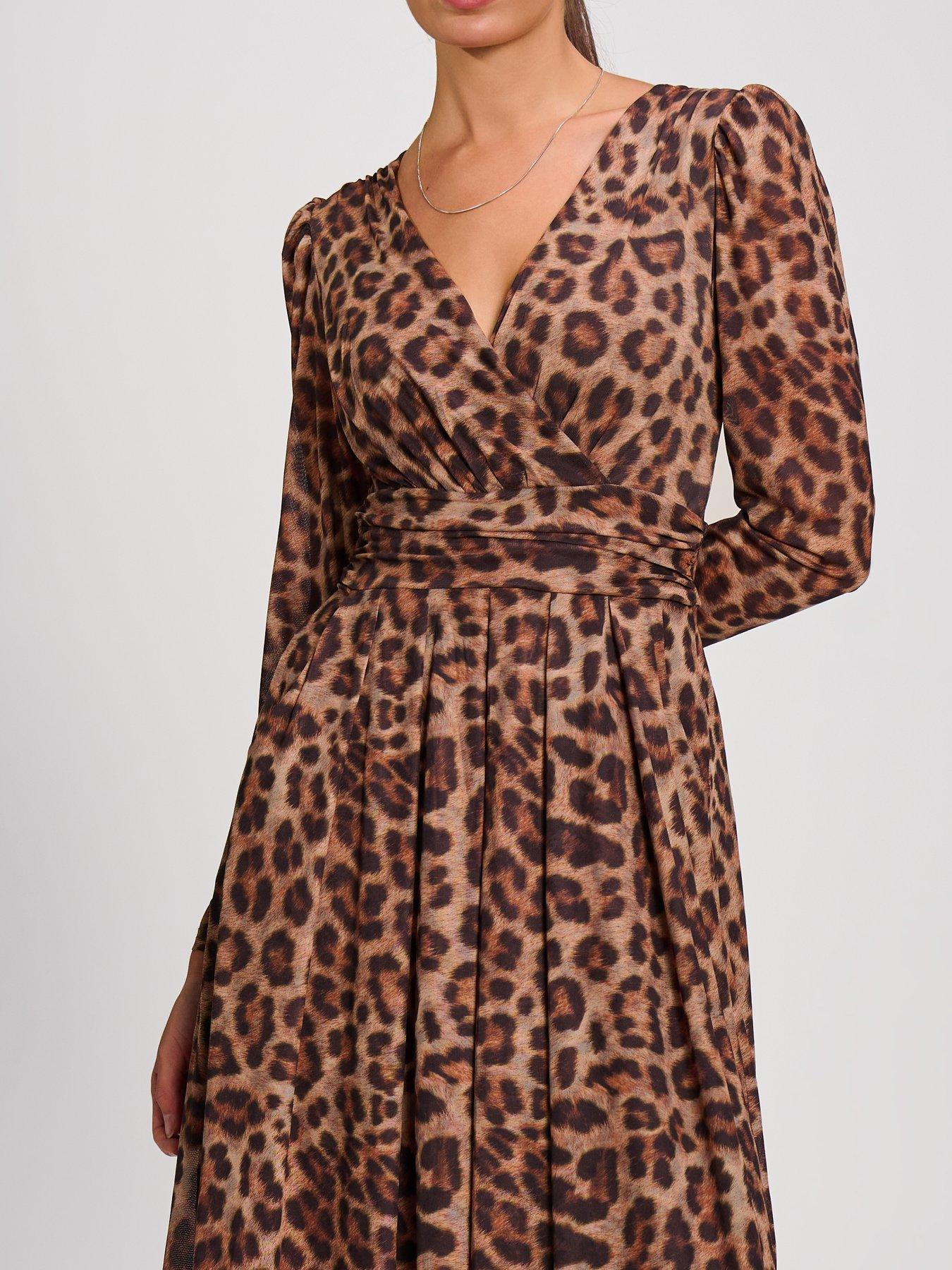 Image 4 of 7 of Jolie Moi Womens Wrap V-Neck Pleated Maxi Dress - Brown