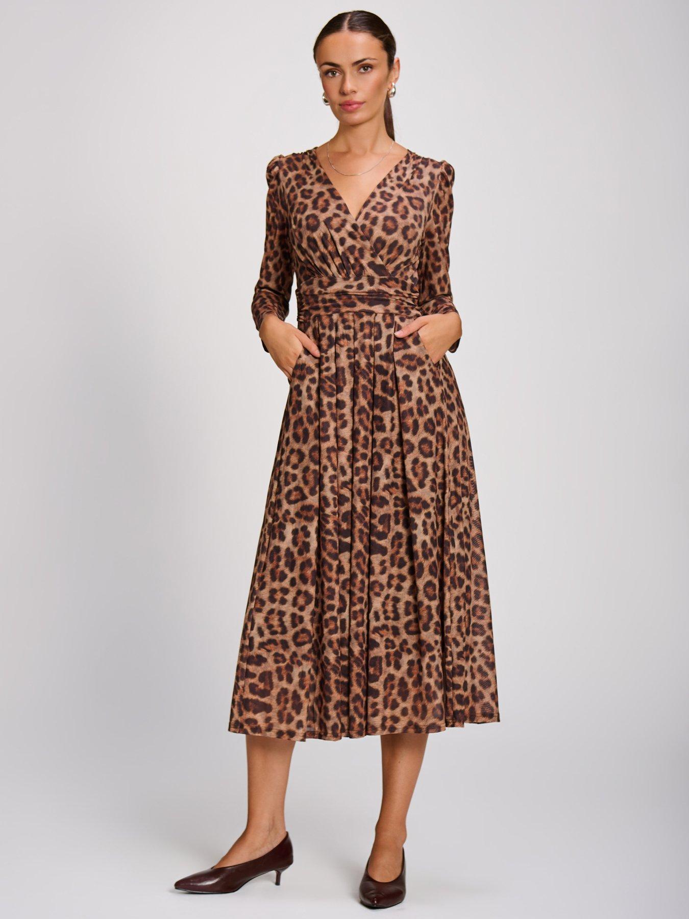 Image 5 of 7 of Jolie Moi Womens Wrap V-Neck Pleated Maxi Dress - Brown