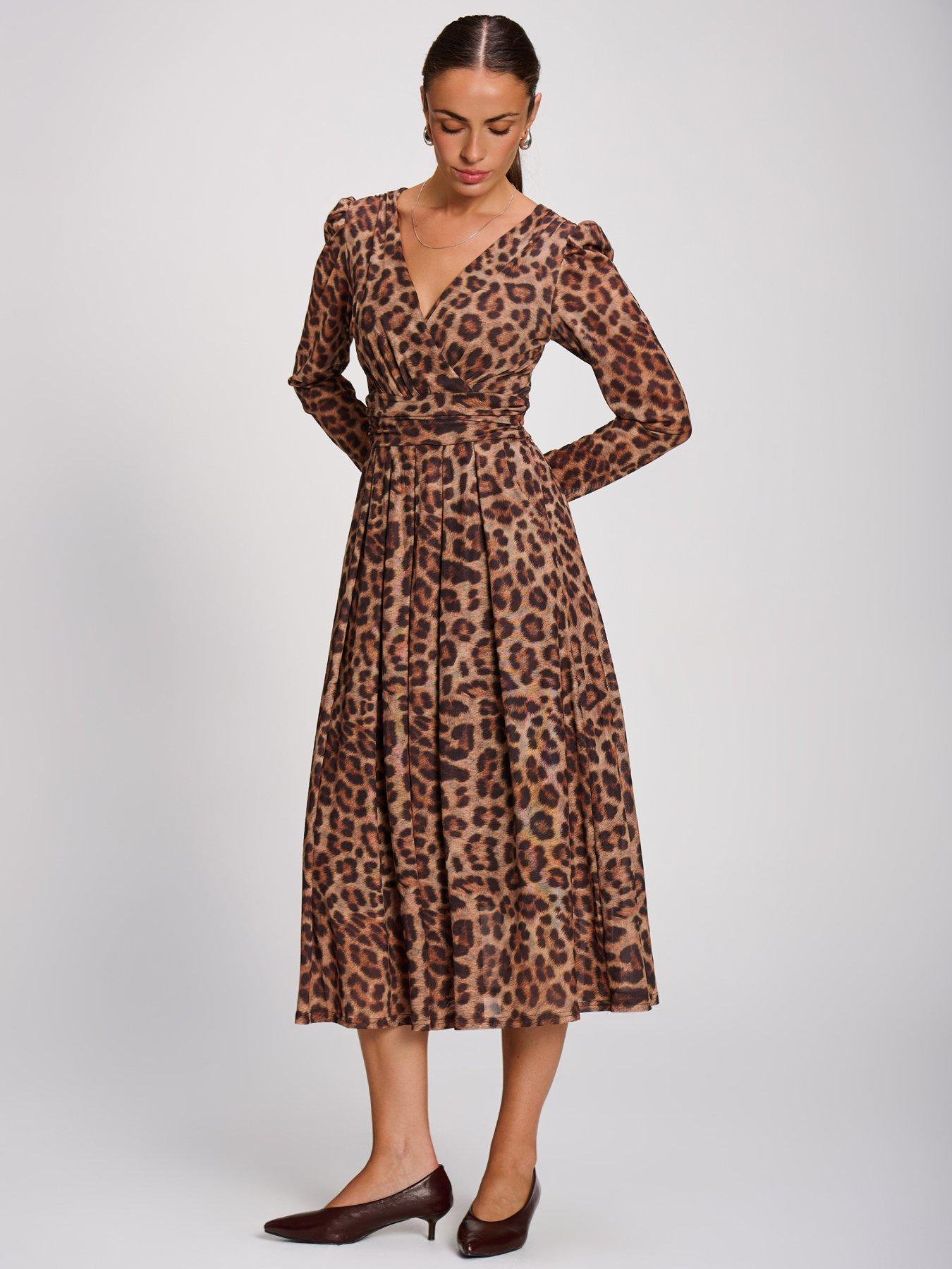 Image 7 of 7 of Jolie Moi Womens Wrap V-Neck Pleated Maxi Dress - Brown