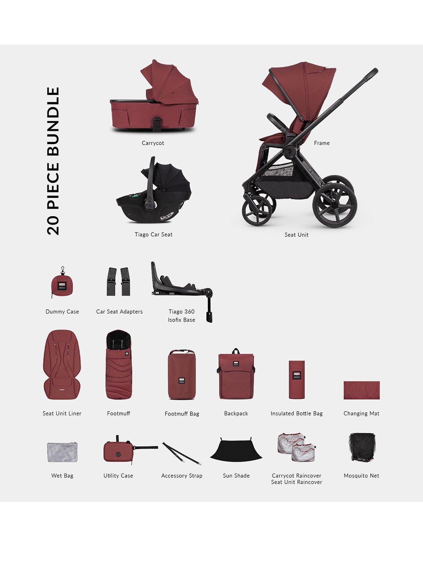 Image 1 of 8 of Venicci Upline 3 Hunter - 4in1 Bundle Tiago Black Car Seat and 360 Base - Red