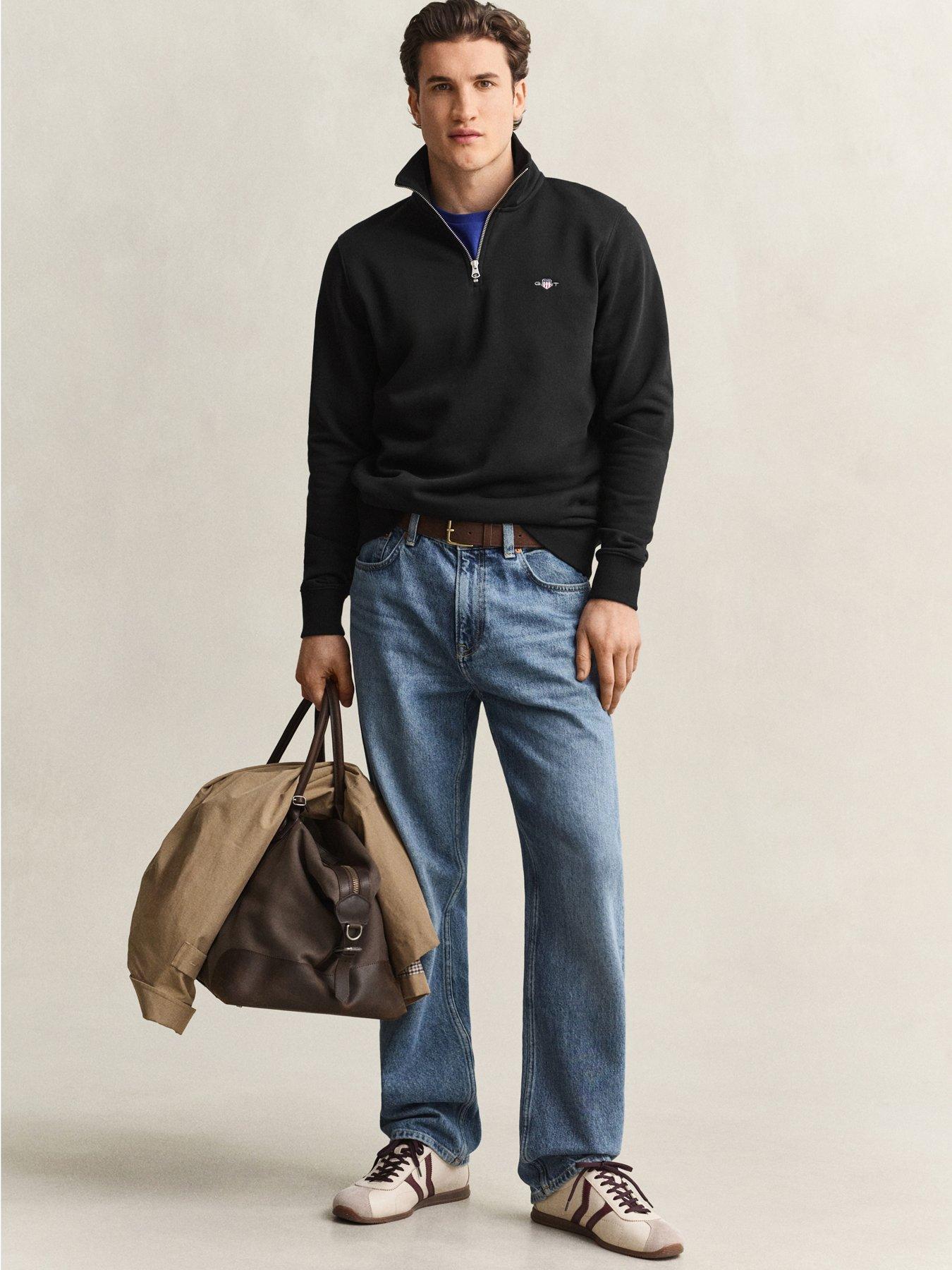 Image 1 of 2 of GANT Gant 1/2 Zip Shield Zip Sweat - Black