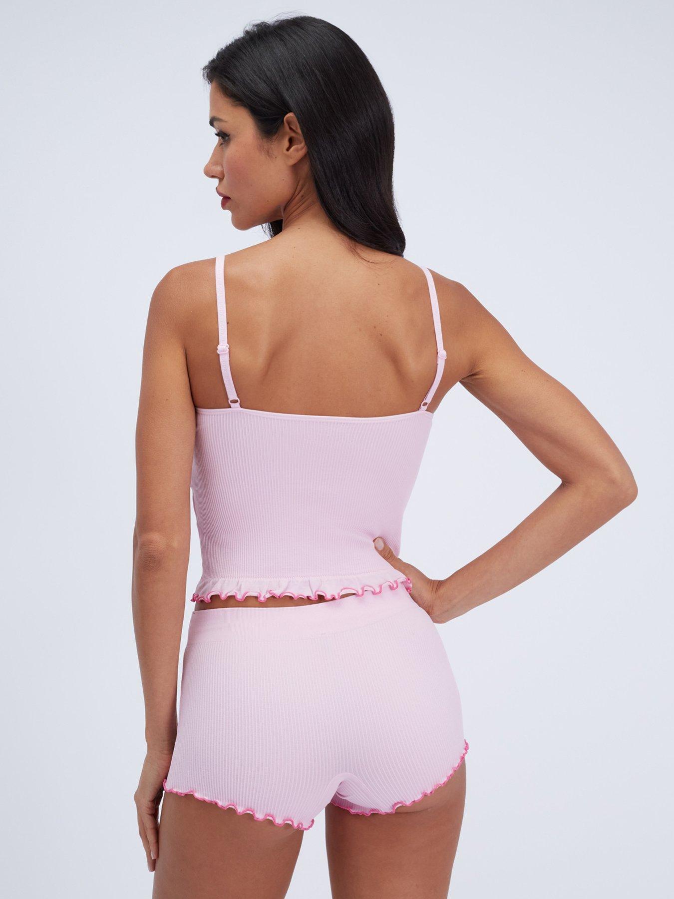 Image 2 of 6 of Boux Avenue Womens Candy Cane Seamless Rib Cami Pyjama Top - Pink