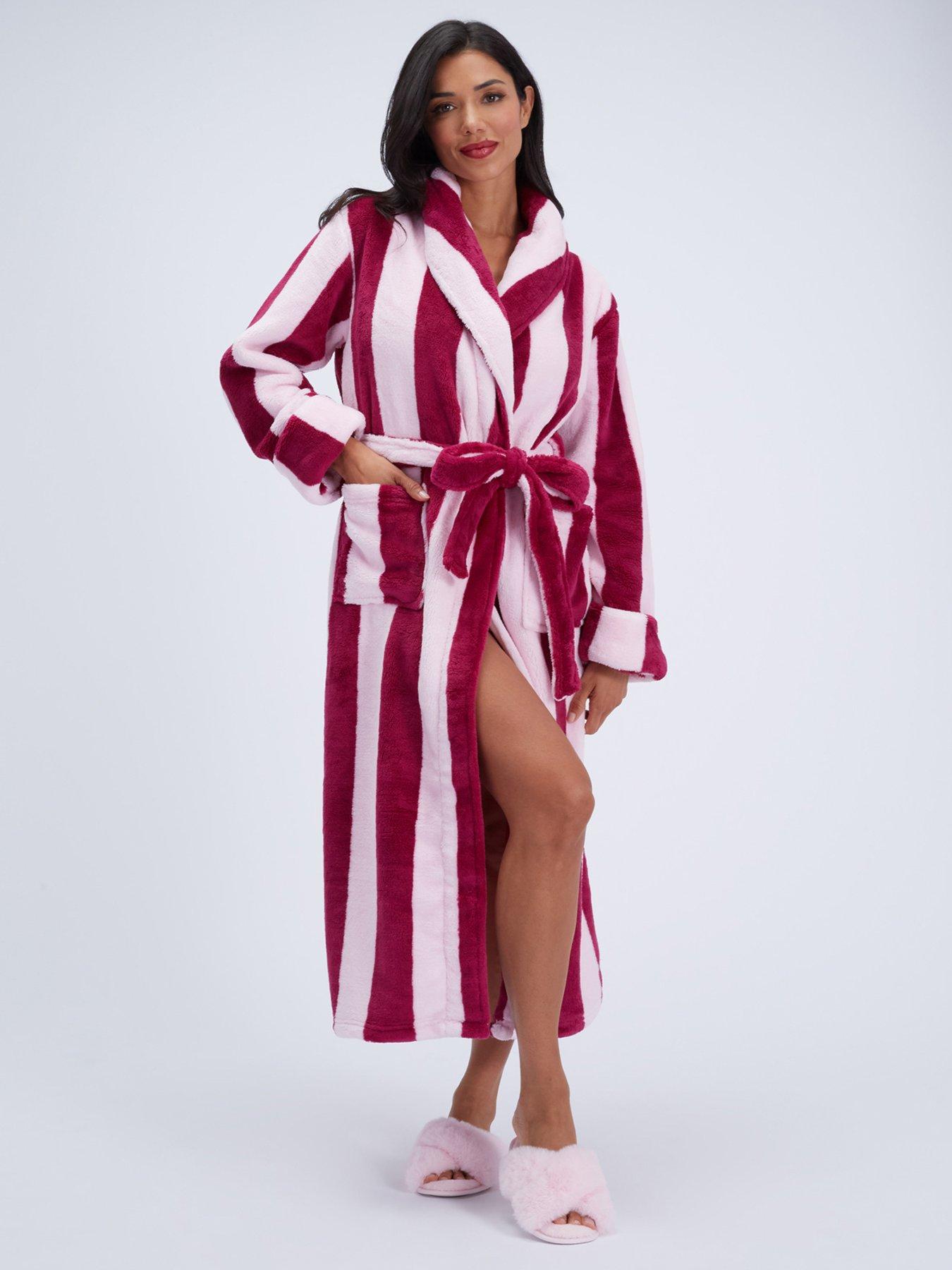 Image 1 of 5 of Boux Avenue Womens Shawl Collar Long Tie Belt Dressing Gown - Multi