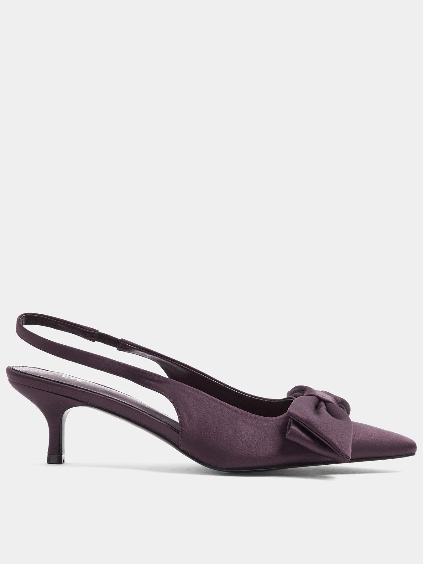 Image 1 of 4 of Long Tall Sally Bow Detail Slingback Court Shoes - Purple