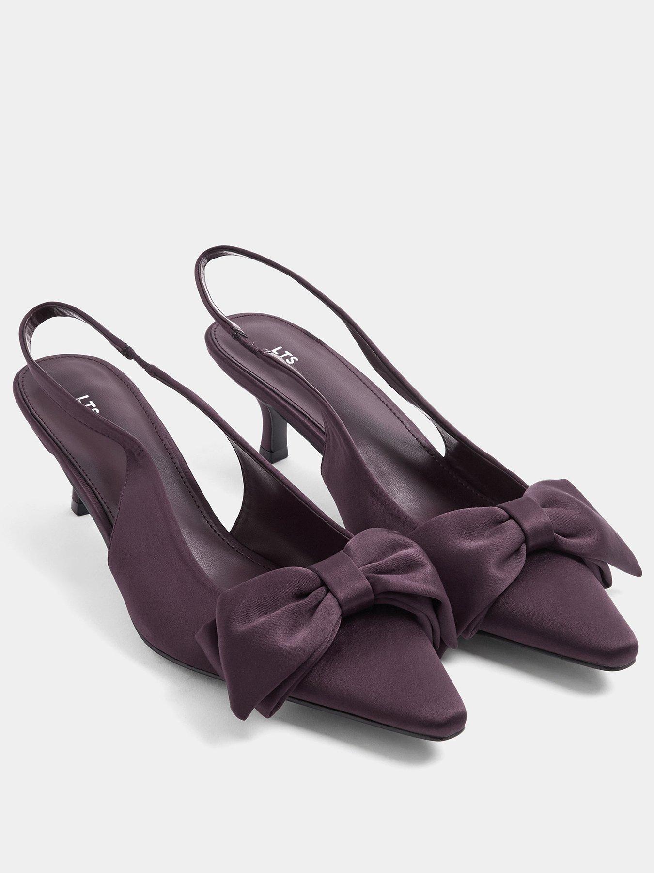 Image 2 of 4 of Long Tall Sally Bow Detail Slingback Court Shoes - Purple