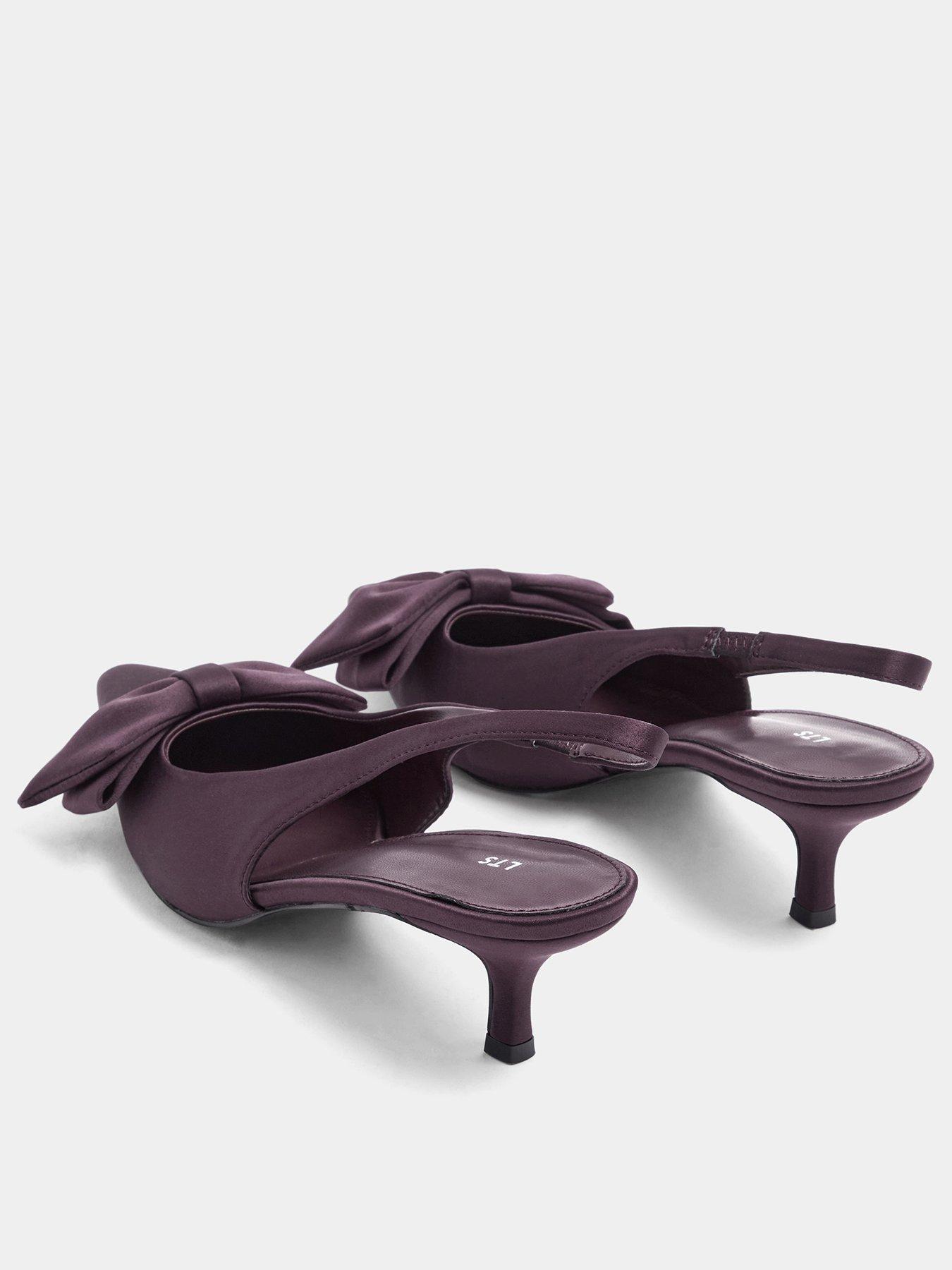 Image 3 of 4 of Long Tall Sally Bow Detail Slingback Court Shoes - Purple