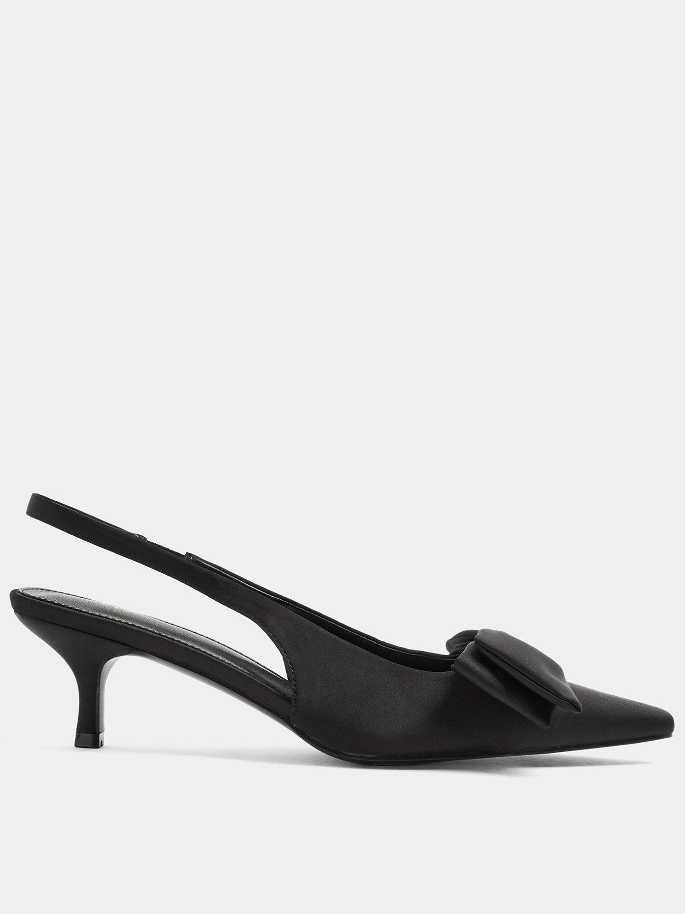 Image 1 of 4 of Long Tall Sally Bow Detail Slingback Court Shoes - Black