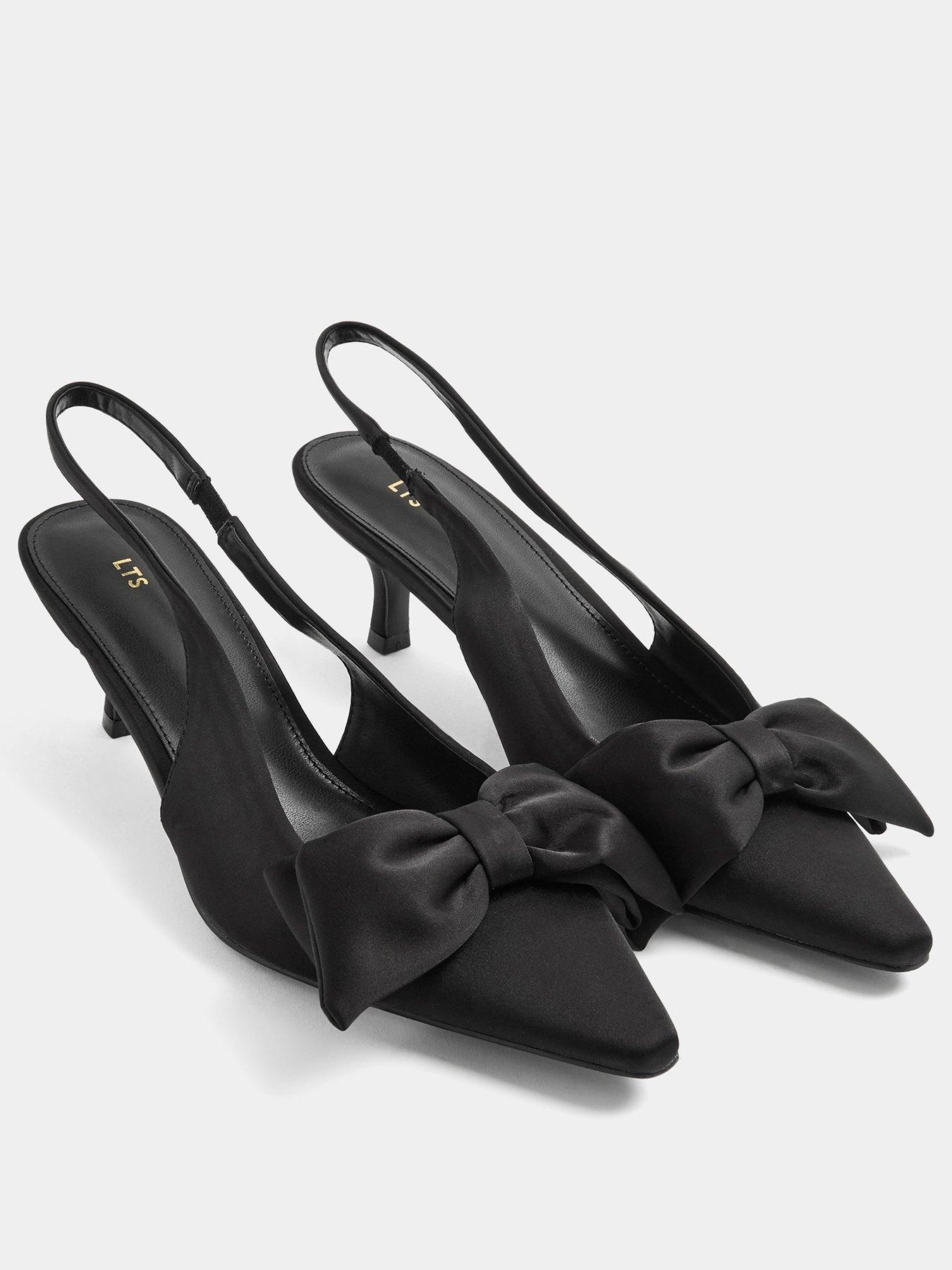 Image 2 of 4 of Long Tall Sally Bow Detail Slingback Court Shoes - Black