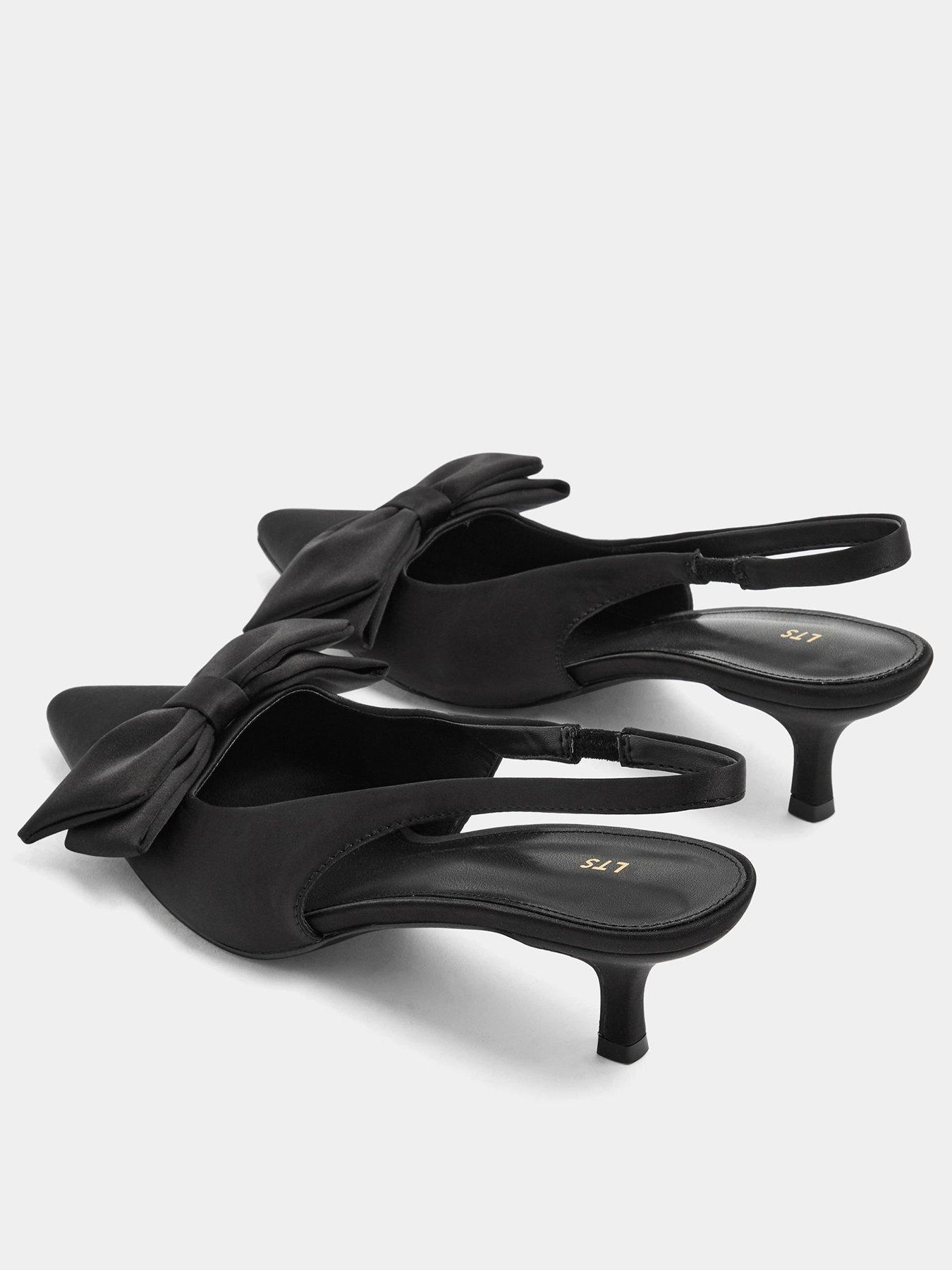 Image 3 of 4 of Long Tall Sally Bow Detail Slingback Court Shoes - Black