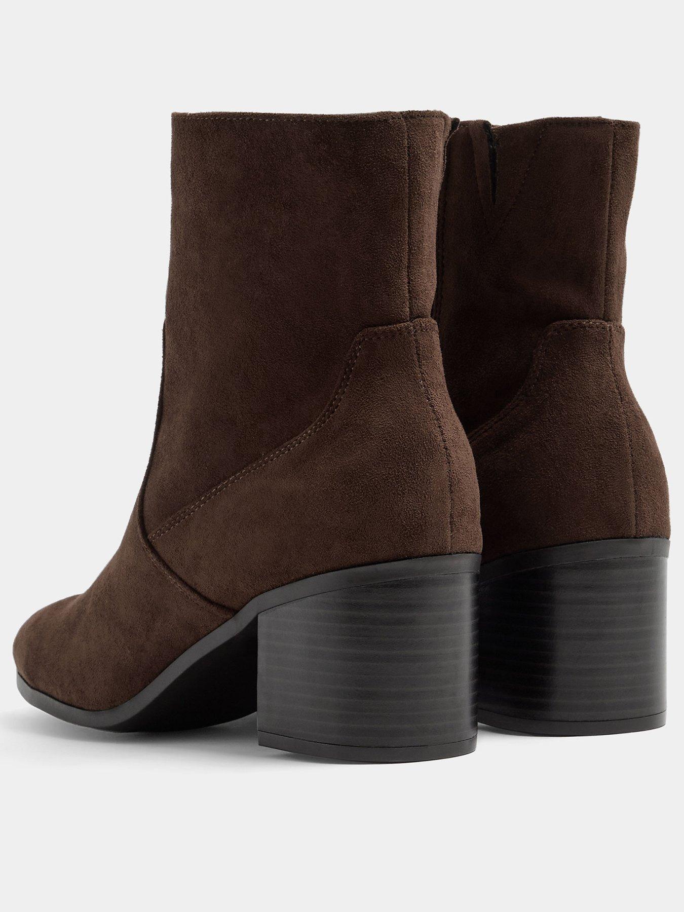 Image 3 of 4 of Yours Womens Square Heel Zip Ankle Boots - Brown