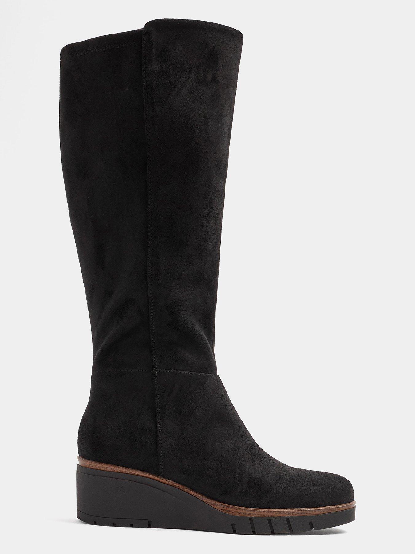 Image 4 of 4 of Yours Womens Extra Wide Fit Stretch Back Wedge Boot - Black