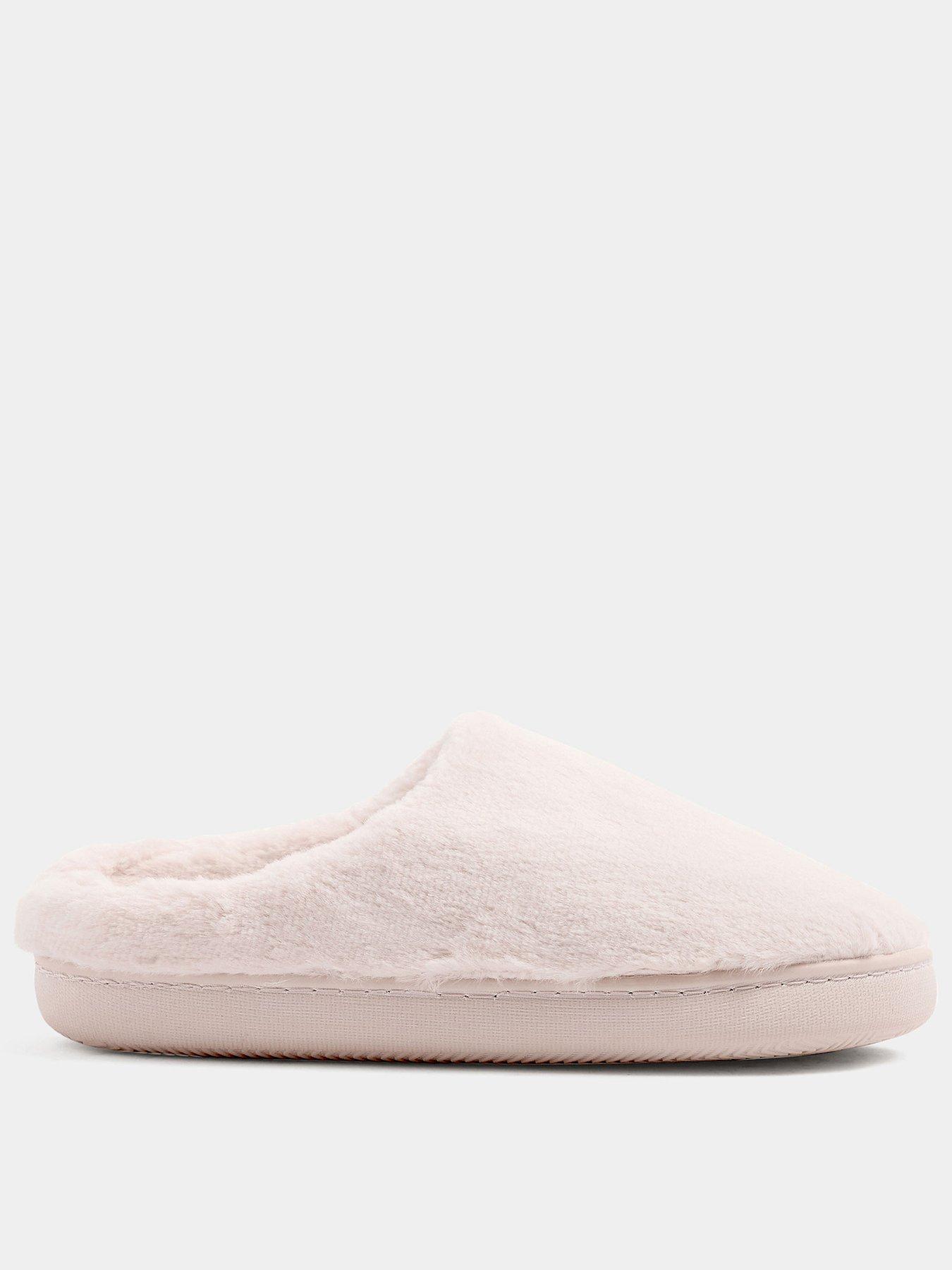 Image 1 of 4 of Yours Womens Faux Fur Slip-On Mule Slippers - Pink