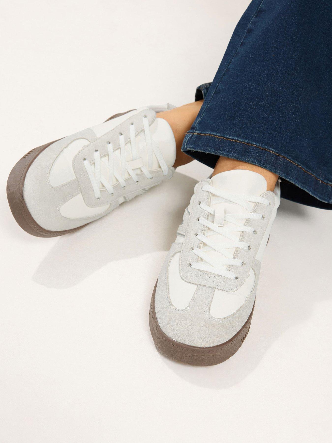 Image 1 of 4 of Yours Womens Extra Wide Fit Gum Sole Side Panel Trainers - White