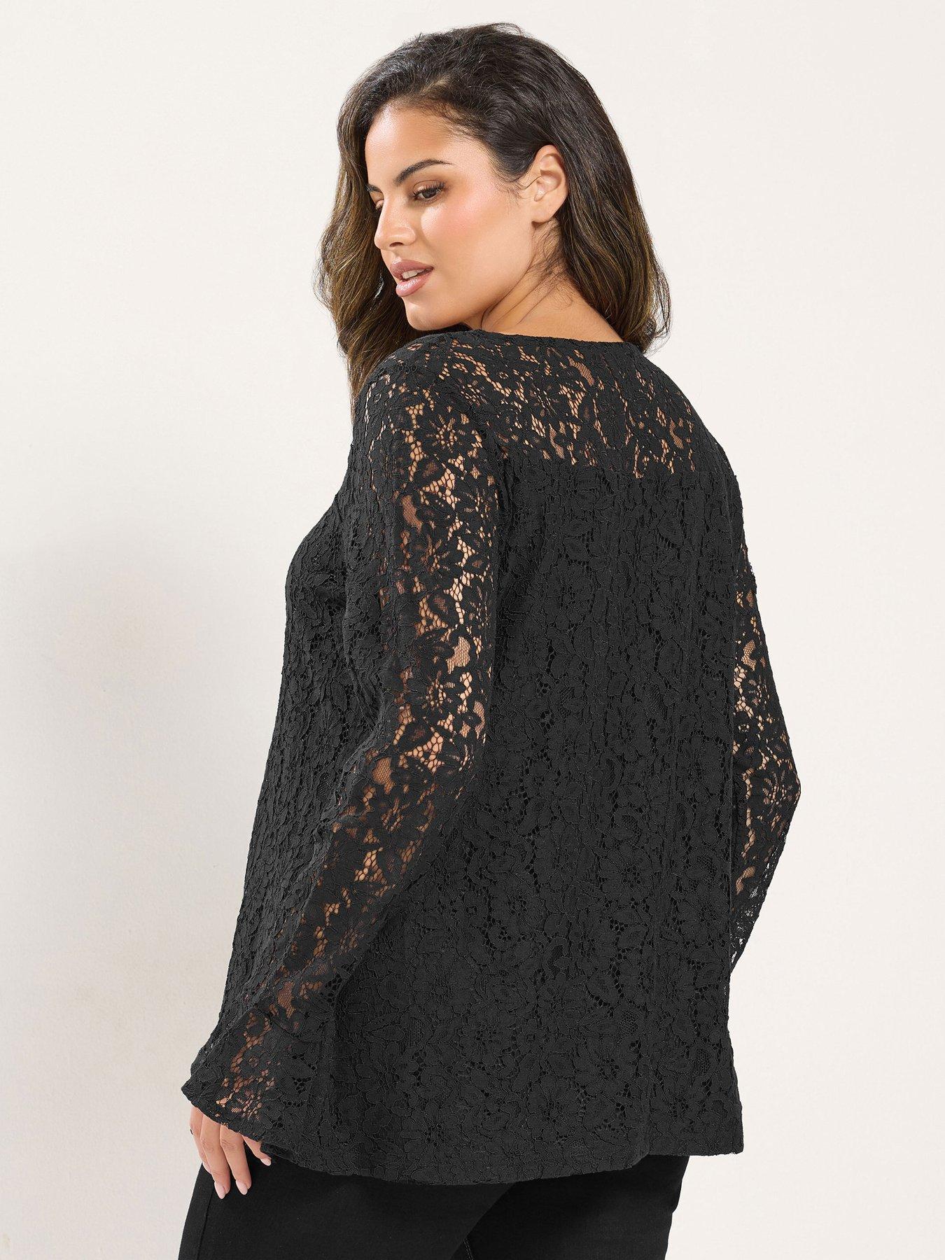 Image 2 of 4 of Yours Curve Long Sleeve Lace Top