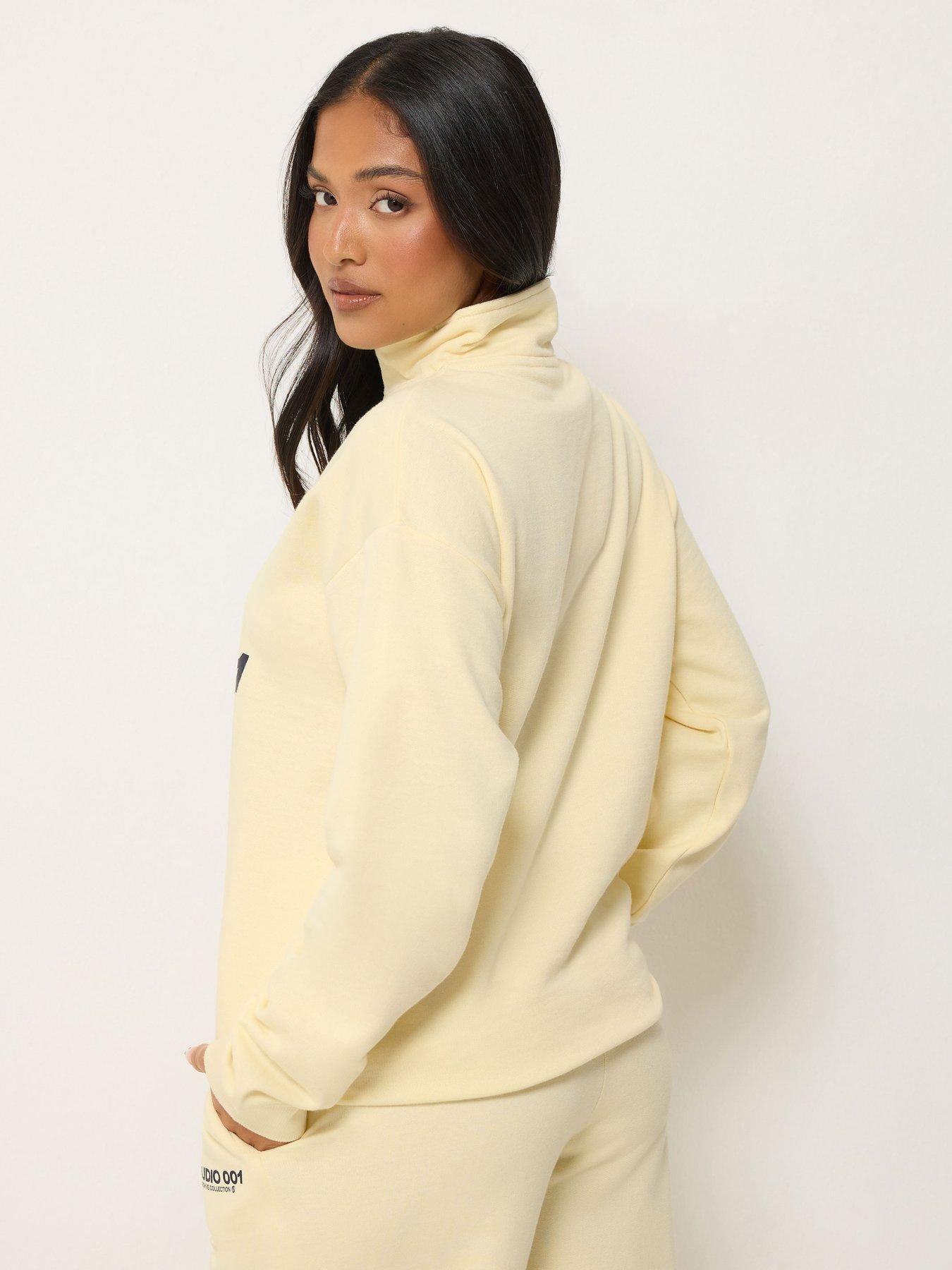 Image 2 of 4 of PixieGirl Womens Petite Studio 001 Funnel Neck Zip Sweatshirt - Yellow