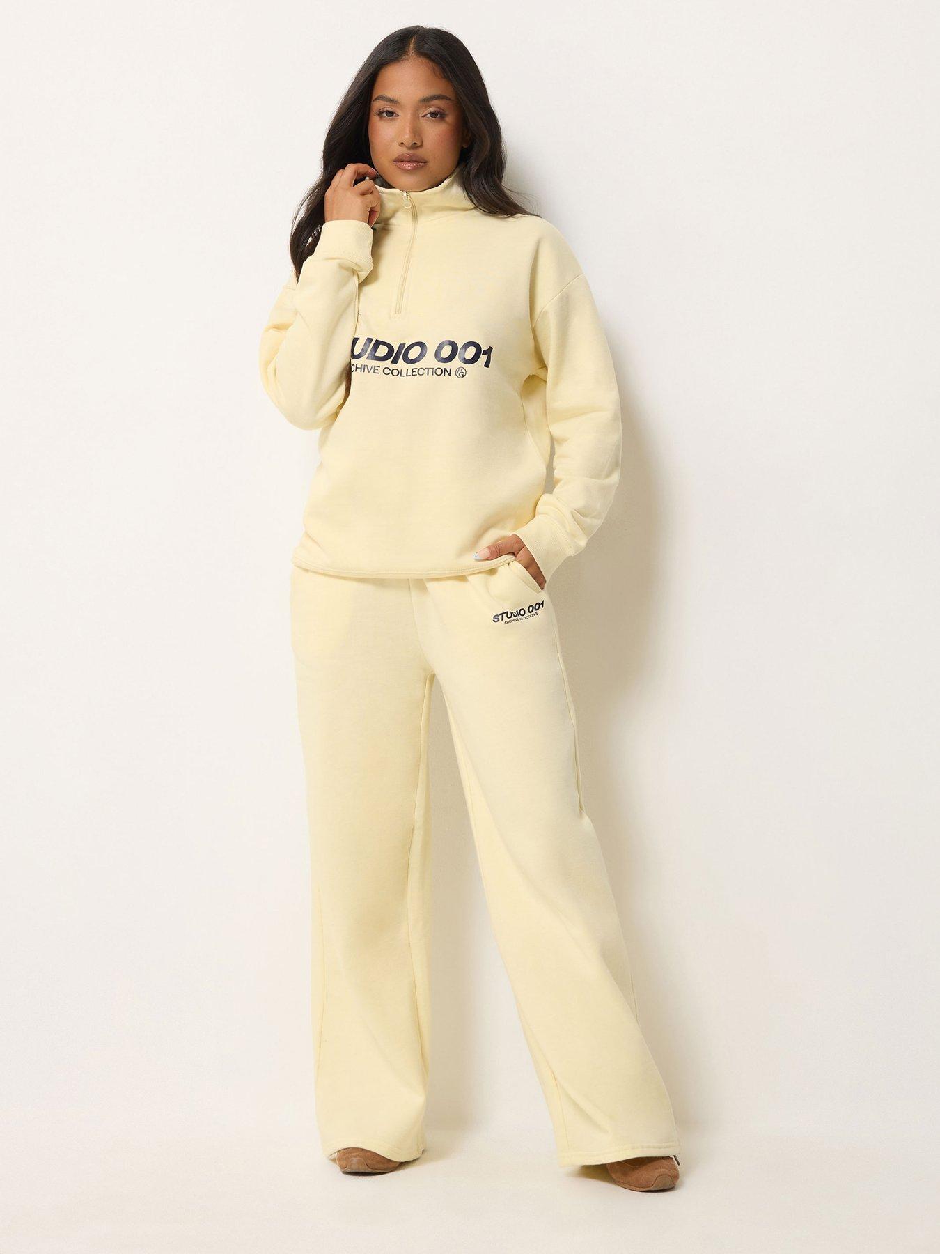 Image 3 of 4 of PixieGirl Womens Petite Studio 001 Funnel Neck Zip Sweatshirt - Yellow
