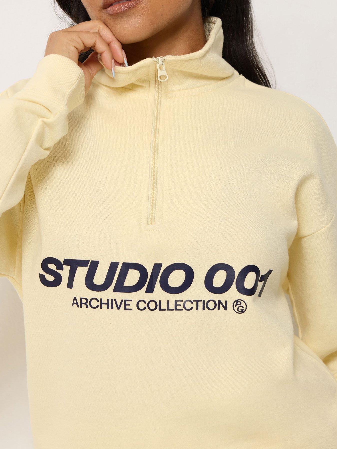 Image 4 of 4 of PixieGirl Womens Petite Studio 001 Funnel Neck Zip Sweatshirt - Yellow