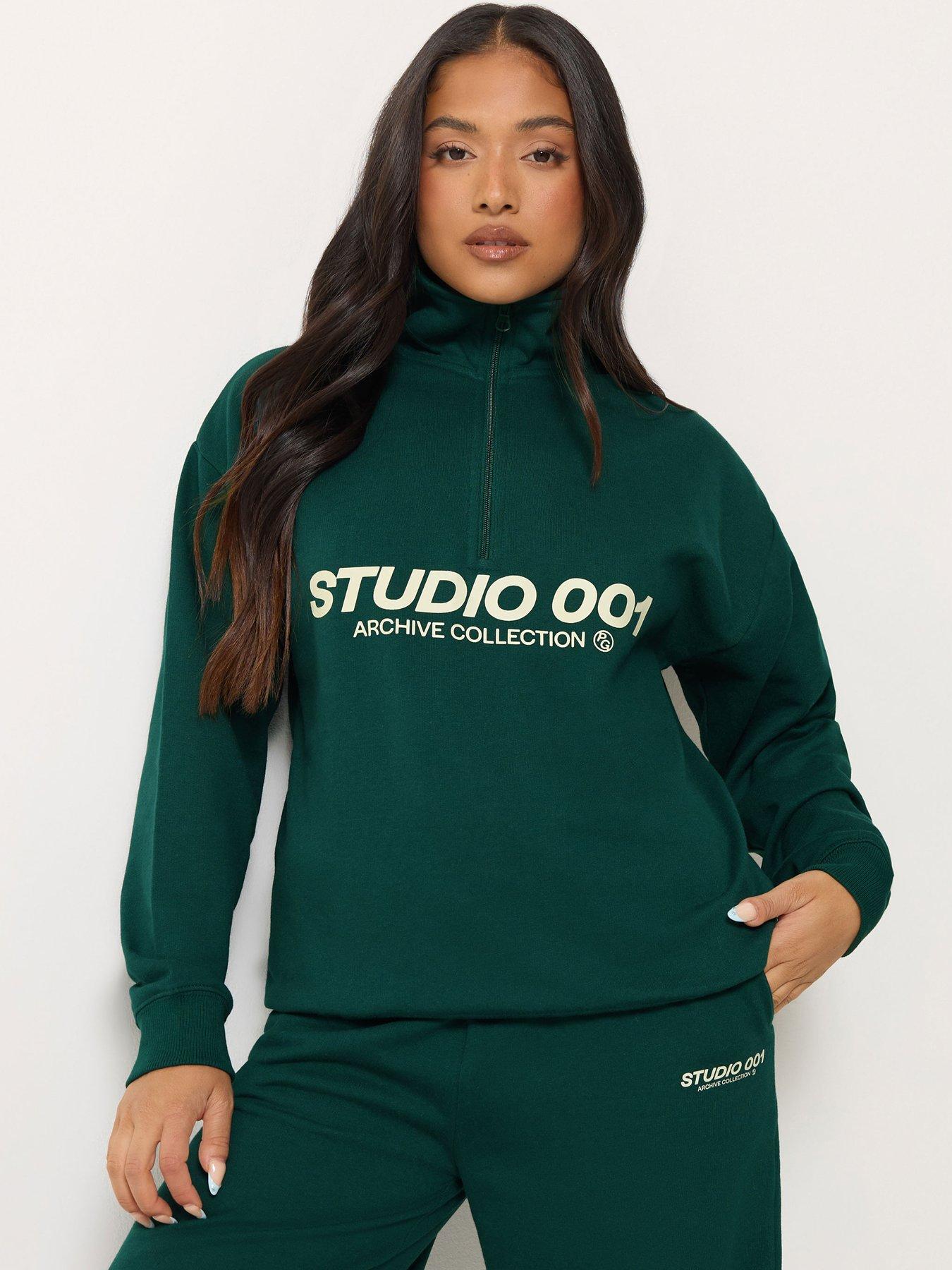 Image 1 of 4 of PixieGirl Womens Petite Studio 001 Funnel Zip Sweatshirt - Green