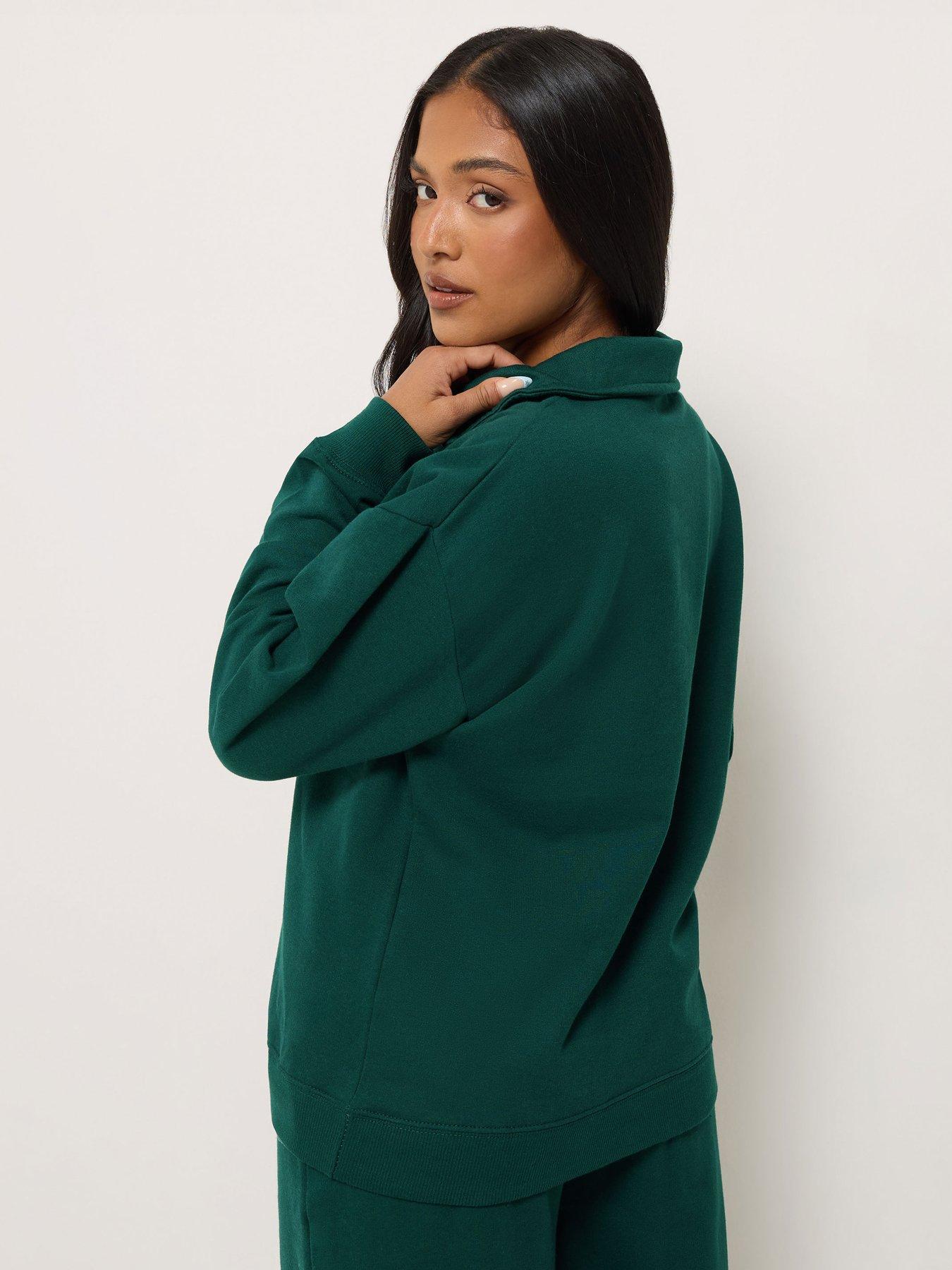 Image 2 of 4 of PixieGirl Womens Petite Studio 001 Funnel Zip Sweatshirt - Green