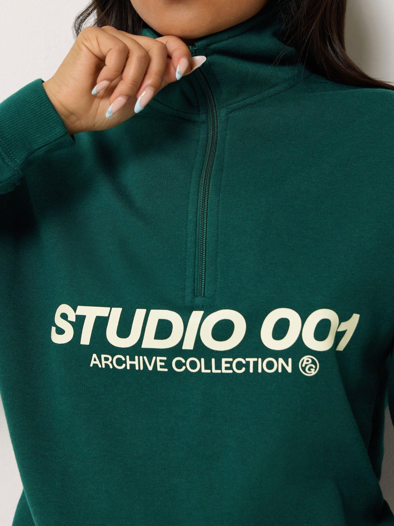 Image 4 of 4 of PixieGirl Womens Petite Studio 001 Funnel Zip Sweatshirt - Green