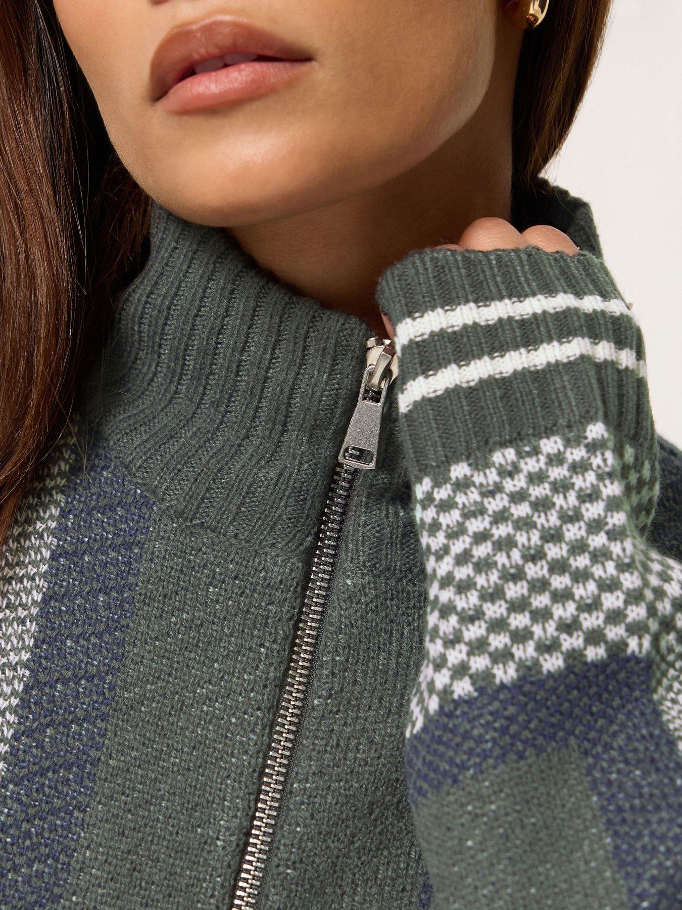 Image 4 of 4 of PixieGirl Womens Petite Check Funnel Neck Bomber Jacket - Multi