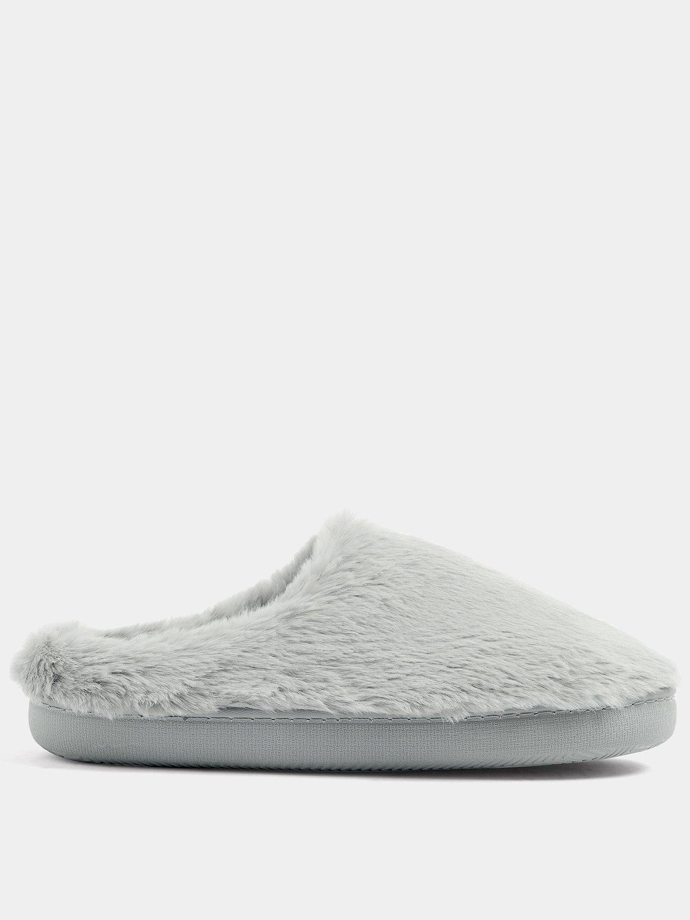 Image 1 of 4 of Yours Womens Faux Fur Slip-On Mule Slippers - Grey