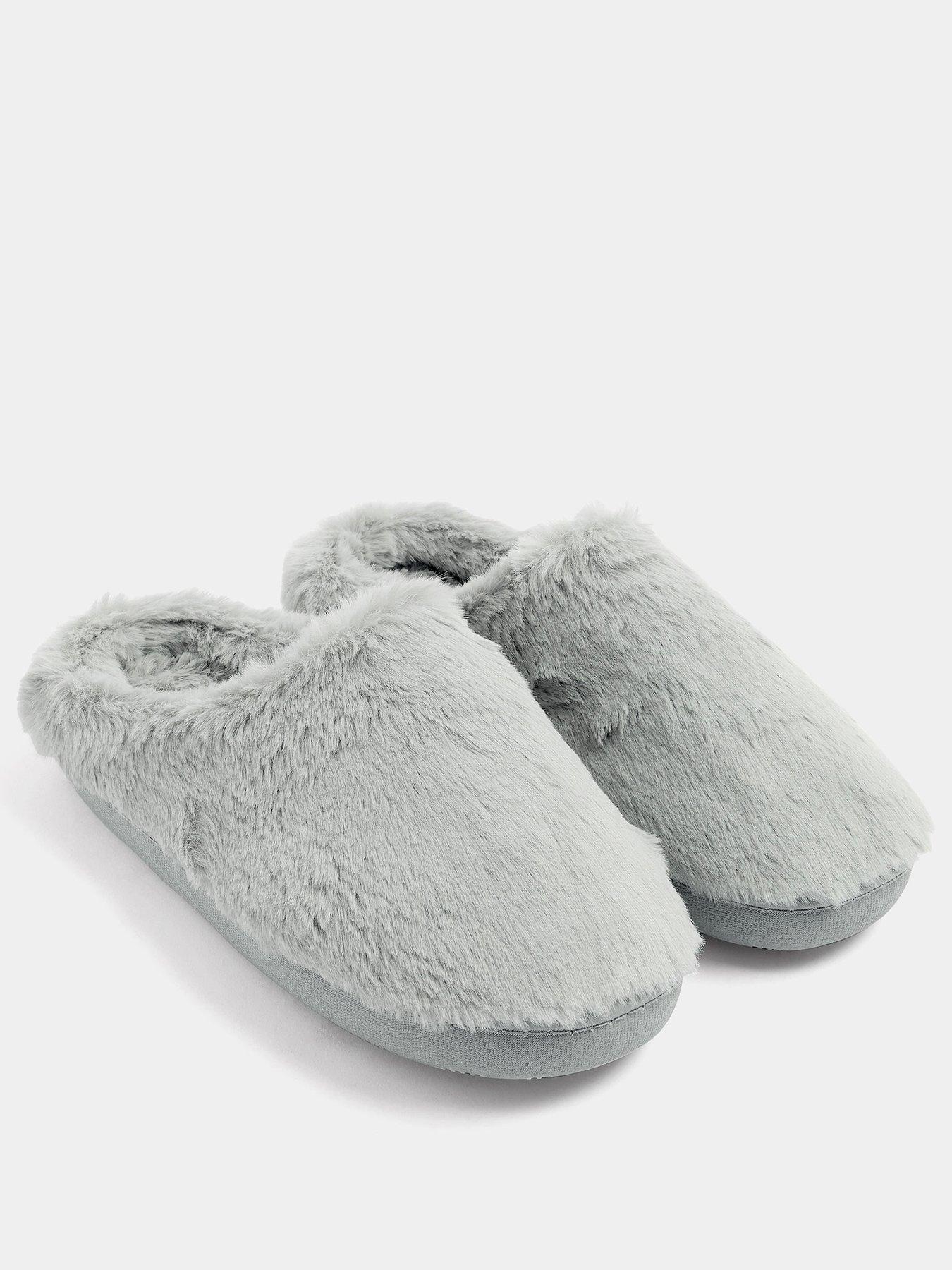 Image 2 of 4 of Yours Womens Faux Fur Slip-On Mule Slippers - Grey