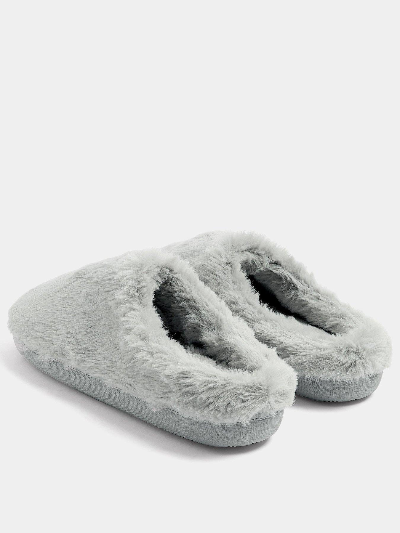 Image 3 of 4 of Yours Womens Faux Fur Slip-On Mule Slippers - Grey
