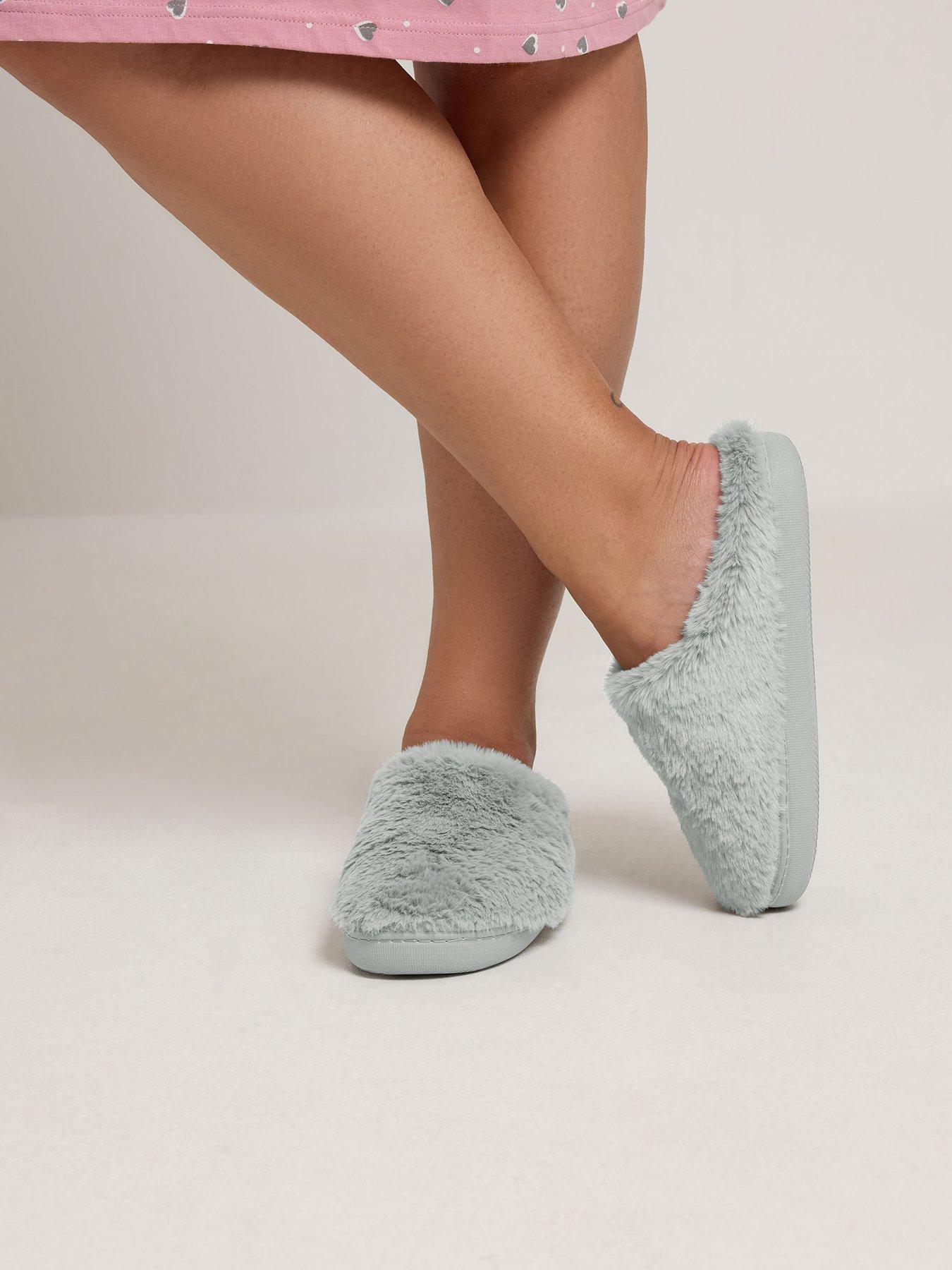 Image 4 of 4 of Yours Womens Faux Fur Slip-On Mule Slippers - Grey