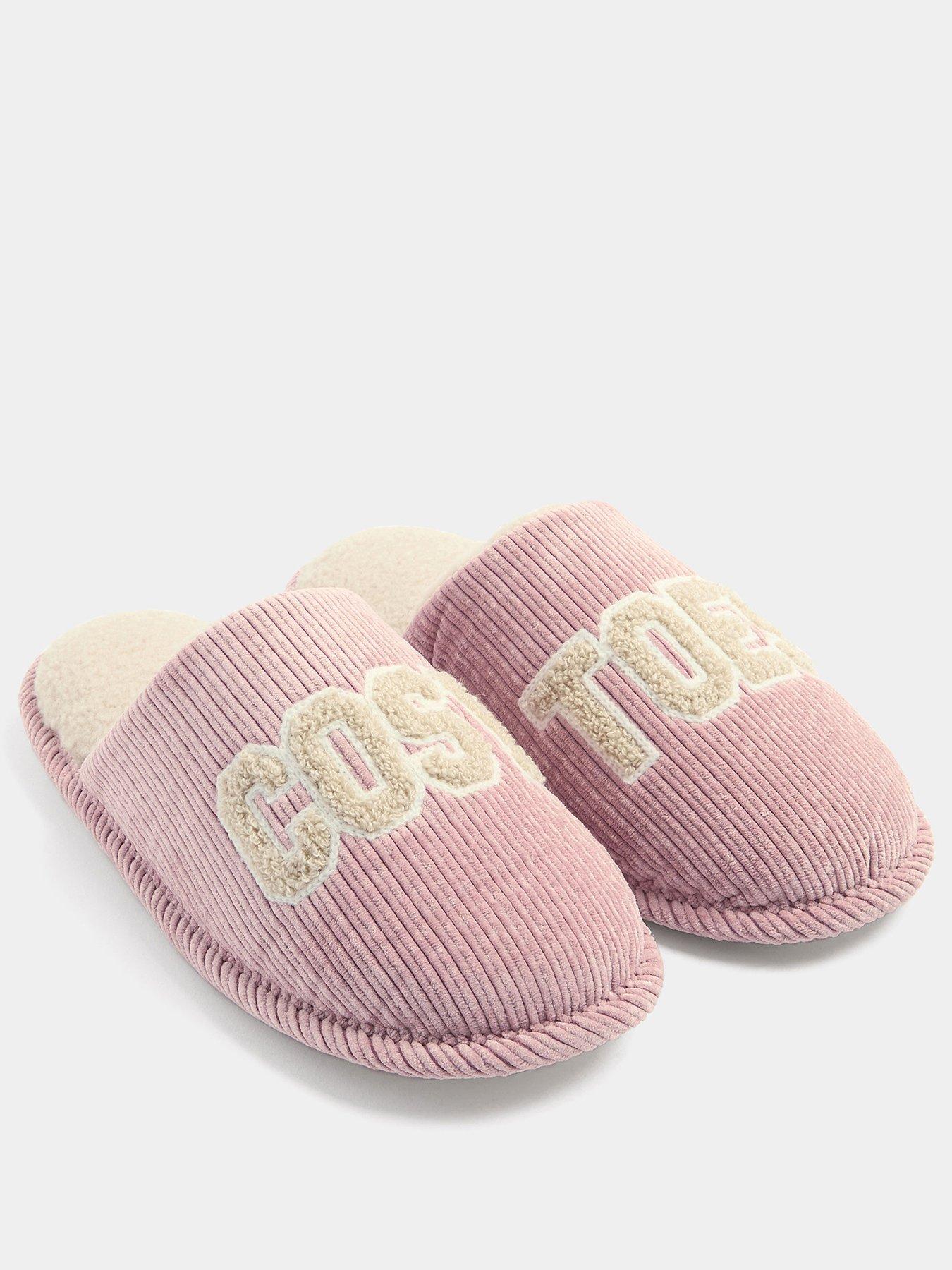 Image 2 of 4 of Yours Womens Ribbed Borg-Lined Slogan Slippers - Pink
